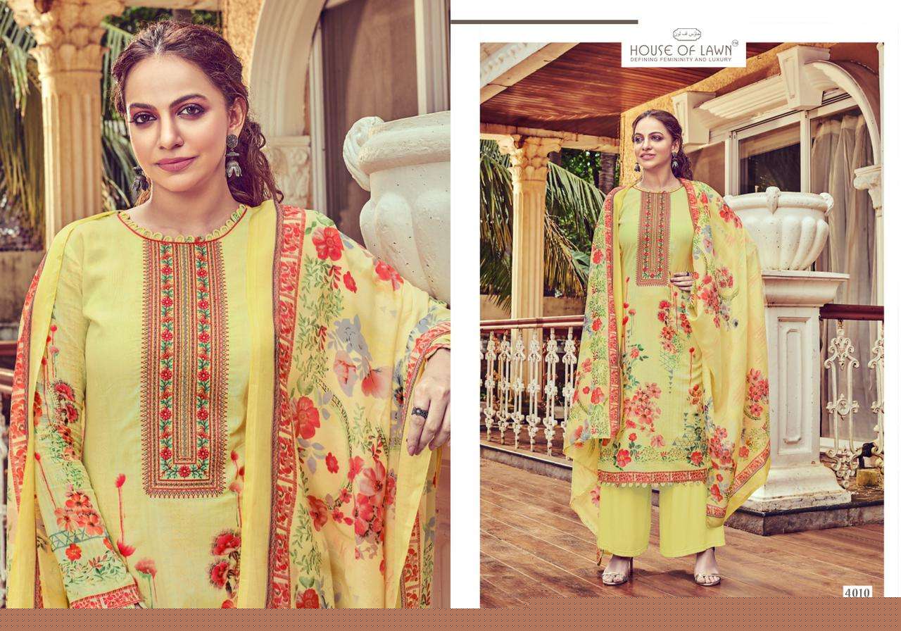 NIZA BY HOUSE OF LAWN 4001 TO 4010 SERIES DESIGNER BEAUTIFUL COLORFUL STYLISH FANCY CASUAL WEAR & ETHNIC WEAR & READY TO WEAR PURE LAWN DIGITAL PRINT DRESSES AT WHOLESALE PRICE