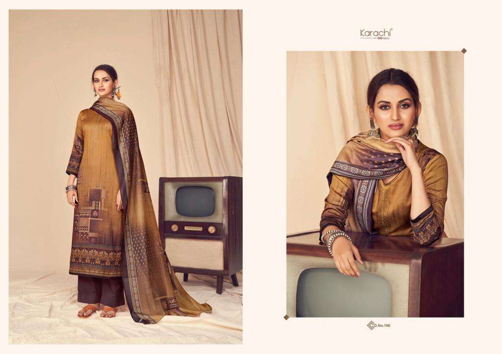 ZARA 101 SERIES BY KARACHI PRINTS 101 TO 108 SERIES DESIGNER BEAUTIFUL COLORFUL STYLISH FANCY CASUAL WEAR & ETHNIC WEAR & READY TO WEAR PURE JAM SILK DIGITAL PRINT DRESSES AT WHOLESALE PRICE