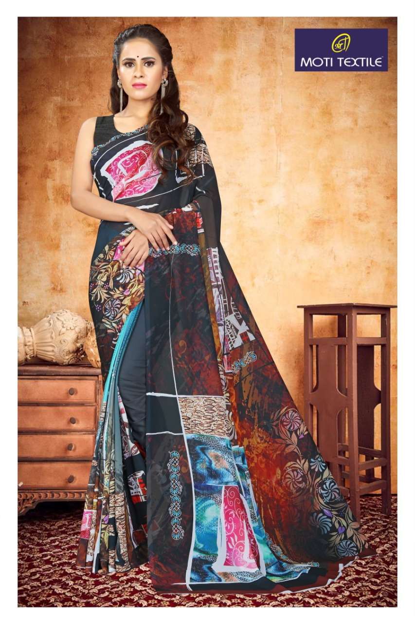 APSARA BY MOTI TEXTILE 1001 TO 1017 SERIES INDIAN TRADITIONAL WEAR COLLECTION BEAUTIFUL STYLISH FANCY COLORFUL PARTY WEAR & OCCASIONAL WEAR HEAVY GEORGETTE SAREES AT WHOLESALE PRICE