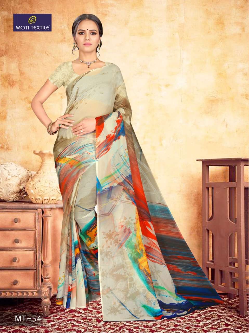 DAIZY CHIFFON BY MOTI TEXTILE INDIAN TRADITIONAL WEAR COLLECTION BEAUTIFUL STYLISH FANCY COLORFUL PARTY WEAR & OCCASIONAL WEAR CHIFFON DIGITAL PRINT SAREES AT WHOLESALE PRICE