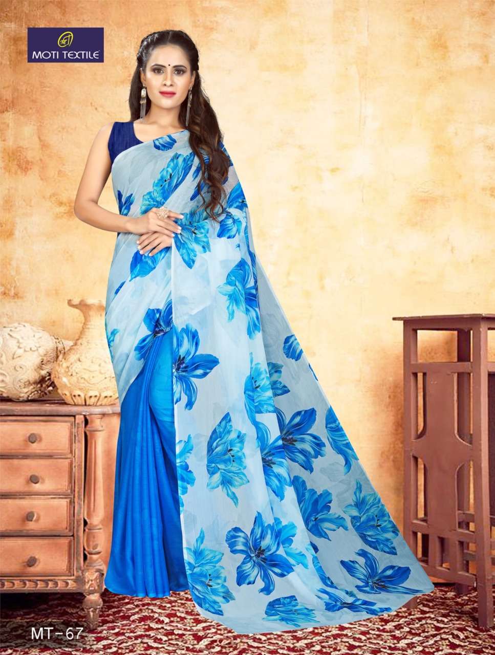DAIZY CHIFFON BY MOTI TEXTILE INDIAN TRADITIONAL WEAR COLLECTION BEAUTIFUL STYLISH FANCY COLORFUL PARTY WEAR & OCCASIONAL WEAR CHIFFON DIGITAL PRINT SAREES AT WHOLESALE PRICE