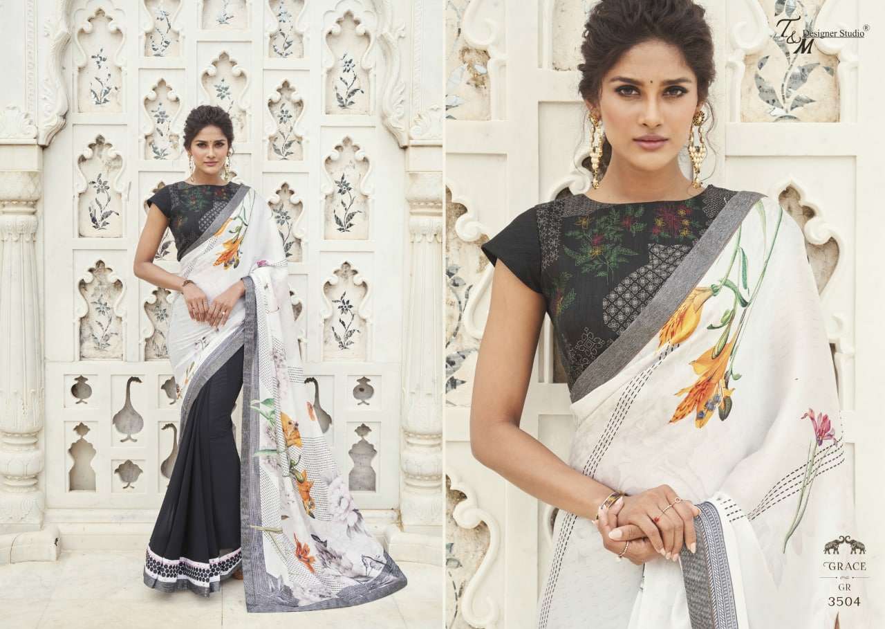 GRACE VOL-15 BY T AND M DESIGNER STUDIO 3509 TO 3522 SERIES INDIAN TRADITIONAL WEAR COLLECTION BEAUTIFUL STYLISH FANCY COLORFUL PARTY WEAR & OCCASIONAL WEAR FANCY SAREES AT WHOLESALE PRICE