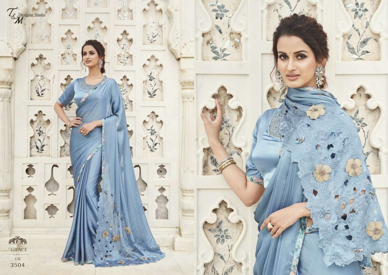 GRACE VOL-15 BY T AND M DESIGNER STUDIO 3509 TO 3522 SERIES INDIAN TRADITIONAL WEAR COLLECTION BEAUTIFUL STYLISH FANCY COLORFUL PARTY WEAR & OCCASIONAL WEAR FANCY SAREES AT WHOLESALE PRICE
