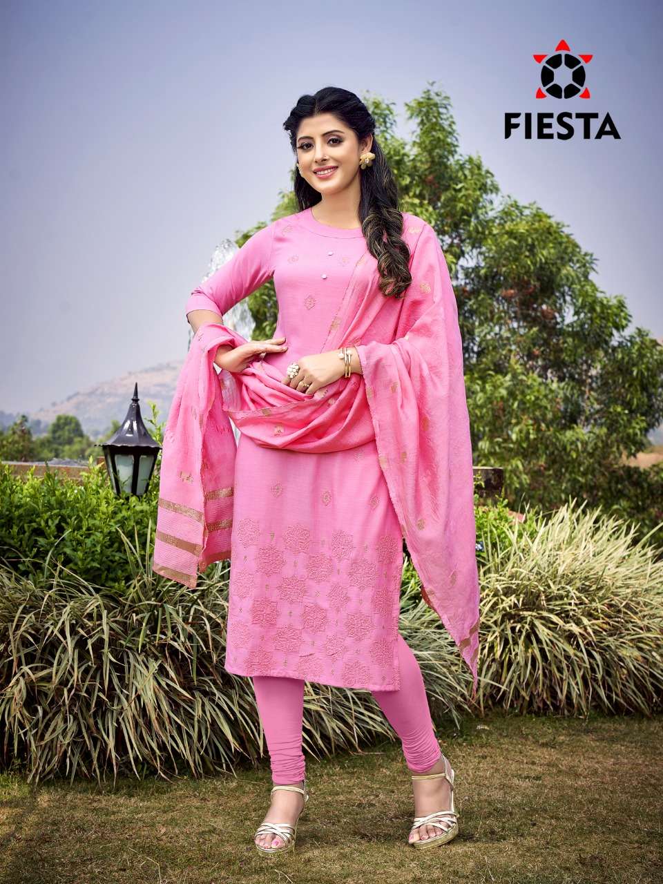 HARLEY BY FIESTA 24001 TO 24007 SERIES DESIGNER STYLISH FANCY COLORFUL BEAUTIFUL PARTY WEAR & ETHNIC WEAR COLLECTION RAYON SLUB EMBROIDERY KURTIS WITH DUPATTA AT WHOLESALE PRICE