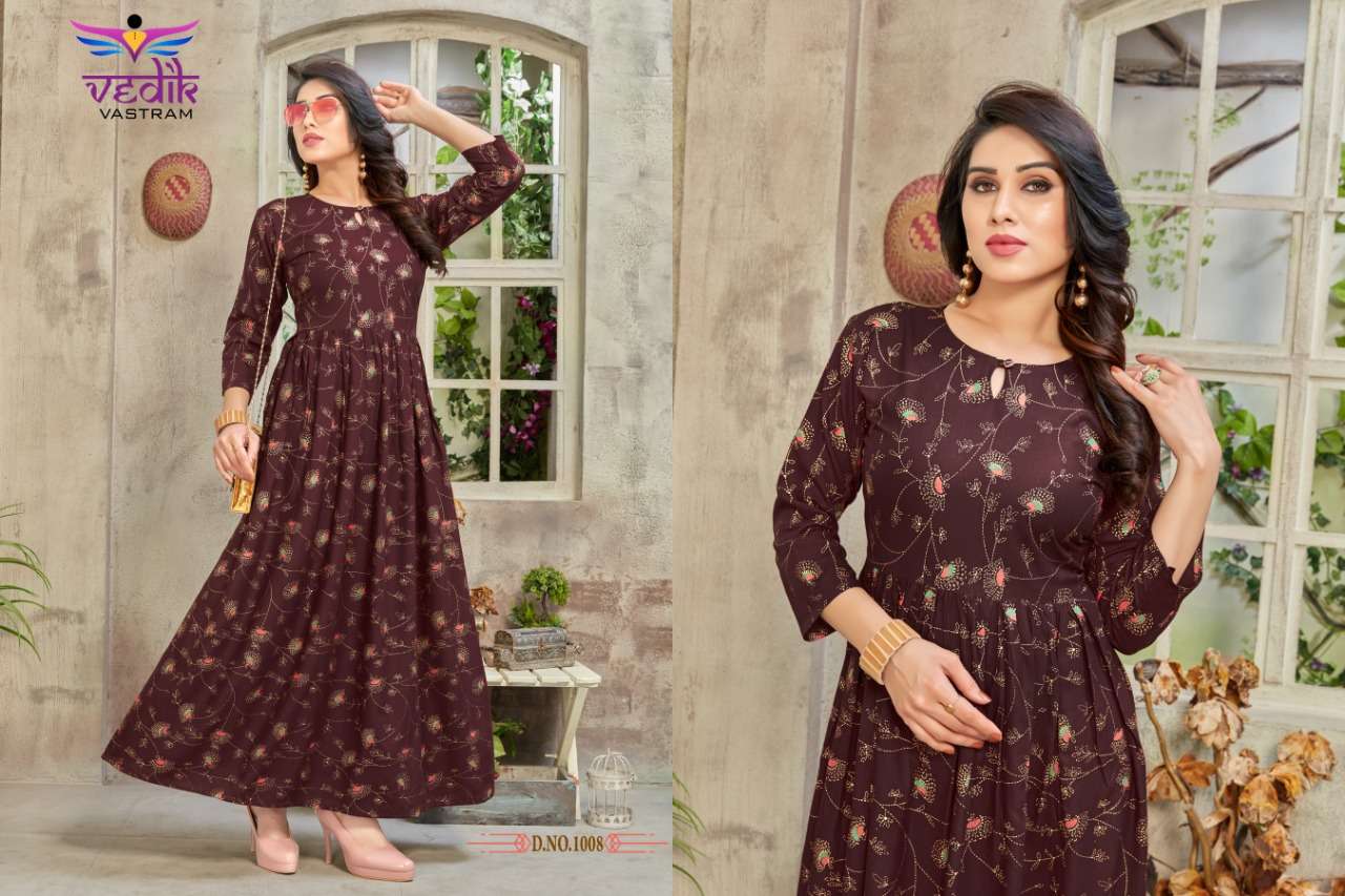 GOLDEN CITY VOL-2 BY VEDIK VASTRAM 1007 TO 1012 SERIES DESIGNER STYLISH FANCY COLORFUL BEAUTIFUL PARTY WEAR & ETHNIC WEAR COLLECTION RAYON PRINT GOWNS AT WHOLESALE PRICE