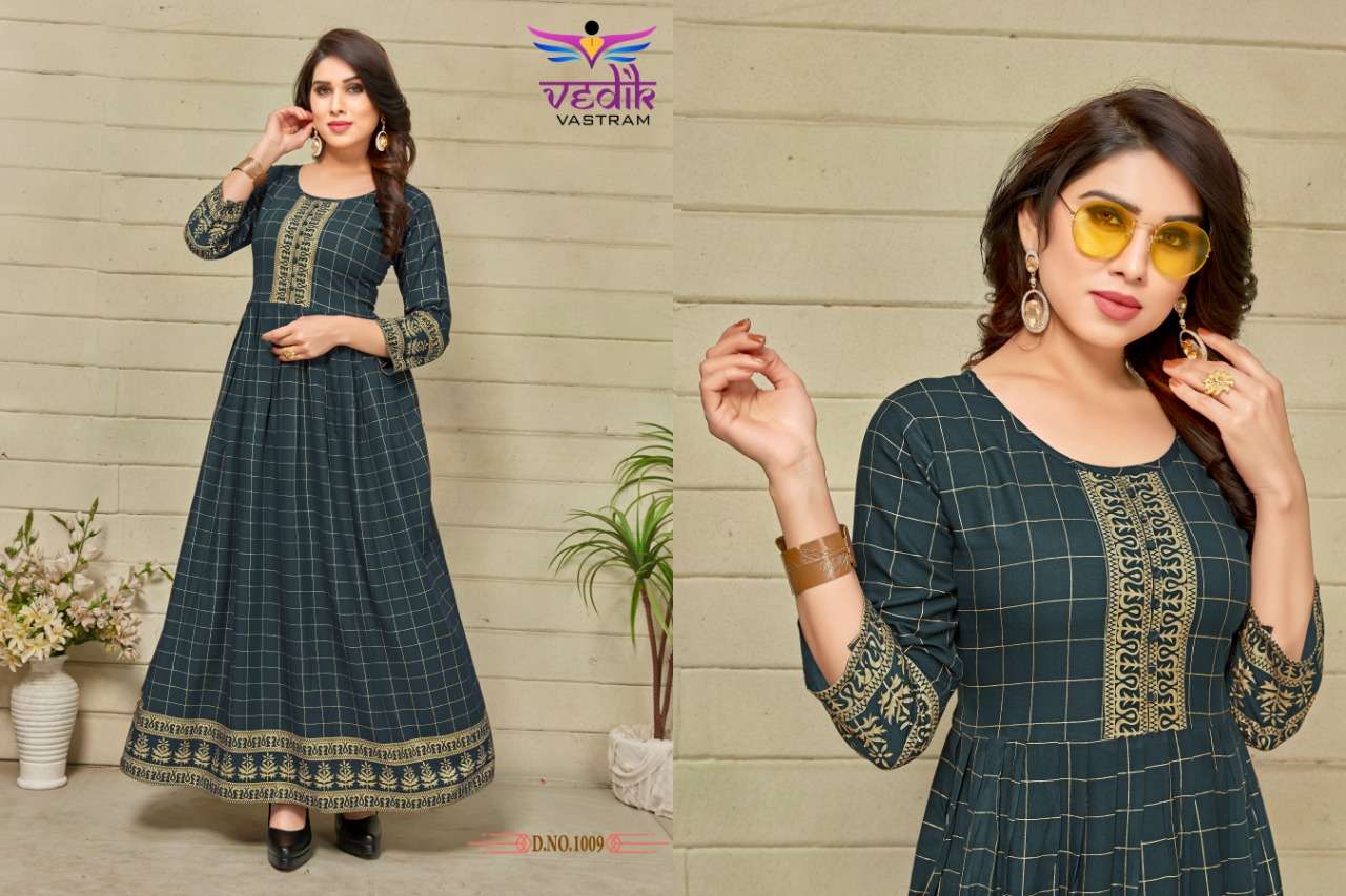 GOLDEN CITY VOL-2 BY VEDIK VASTRAM 1007 TO 1012 SERIES DESIGNER STYLISH FANCY COLORFUL BEAUTIFUL PARTY WEAR & ETHNIC WEAR COLLECTION RAYON PRINT GOWNS AT WHOLESALE PRICE
