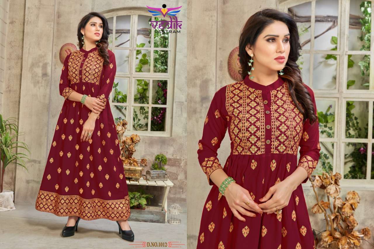 GOLDEN CITY VOL-2 BY VEDIK VASTRAM 1007 TO 1012 SERIES DESIGNER STYLISH FANCY COLORFUL BEAUTIFUL PARTY WEAR & ETHNIC WEAR COLLECTION RAYON PRINT GOWNS AT WHOLESALE PRICE