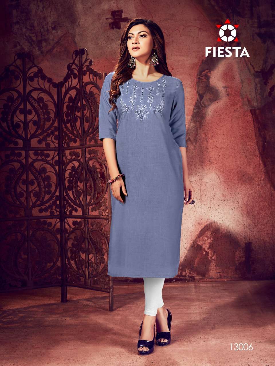 ZUBLEE BY FIESTA 13011 TO 13018 SERIES DESIGNER STYLISH FANCY COLORFUL BEAUTIFUL PARTY WEAR & ETHNIC WEAR COLLECTION SOFT MAGIC SLUB HANDWORK KURTIS AT WHOLESALE PRICE
