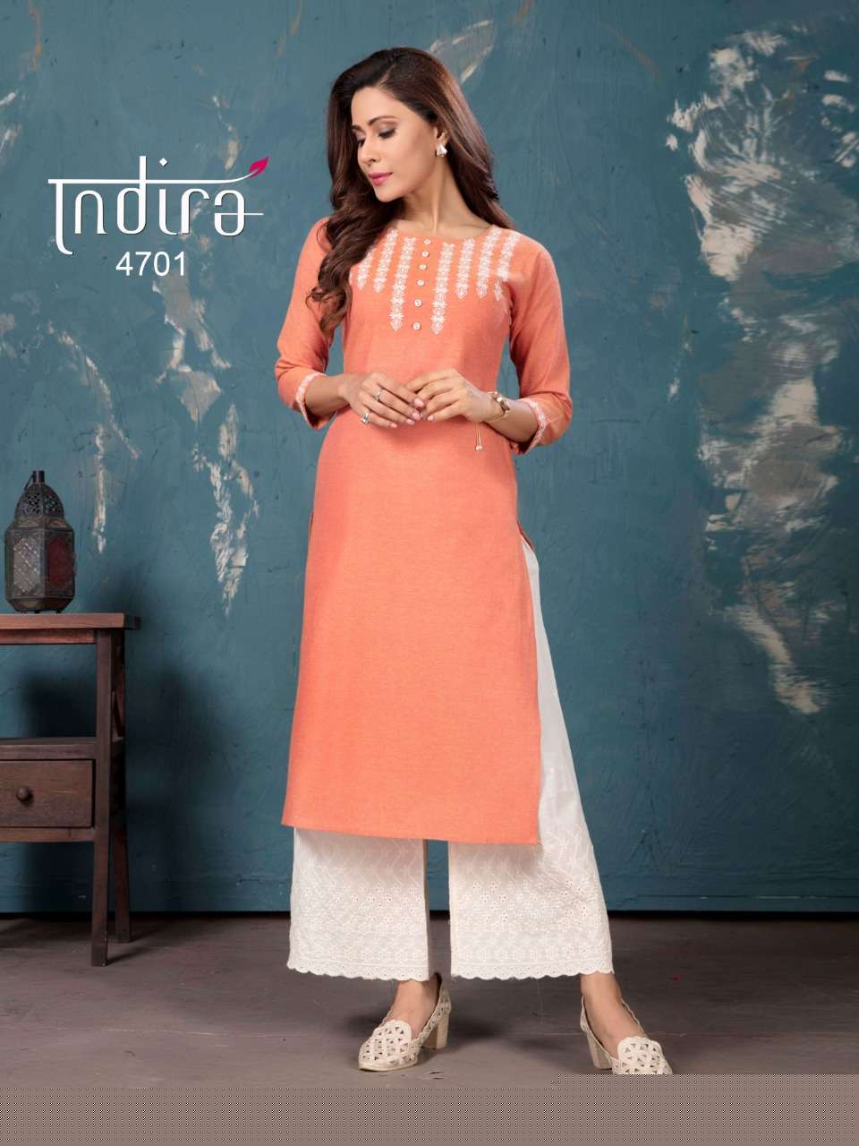 GULBERG 4701 SERIES BY INDIRA 4701 TO 4706 SERIES DESIGNER STYLISH FANCY COLORFUL BEAUTIFUL PARTY WEAR & ETHNIC WEAR COLLECTION HANDLOOM COTTON EMBROIDERY KURTIS WITH BOTTOM AT WHOLESALE PRICE