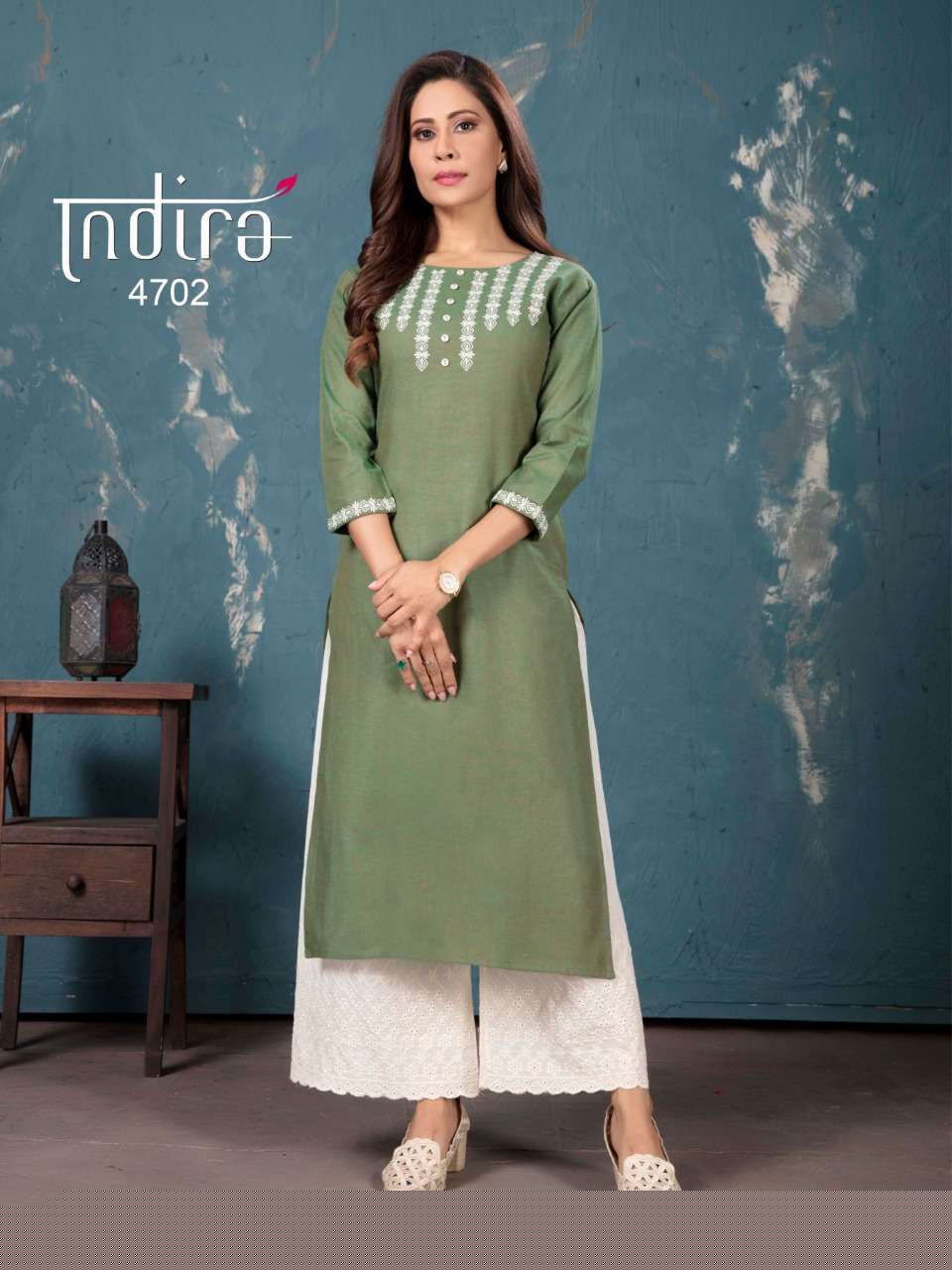 GULBERG 4701 SERIES BY INDIRA 4701 TO 4706 SERIES DESIGNER STYLISH FANCY COLORFUL BEAUTIFUL PARTY WEAR & ETHNIC WEAR COLLECTION HANDLOOM COTTON EMBROIDERY KURTIS WITH BOTTOM AT WHOLESALE PRICE