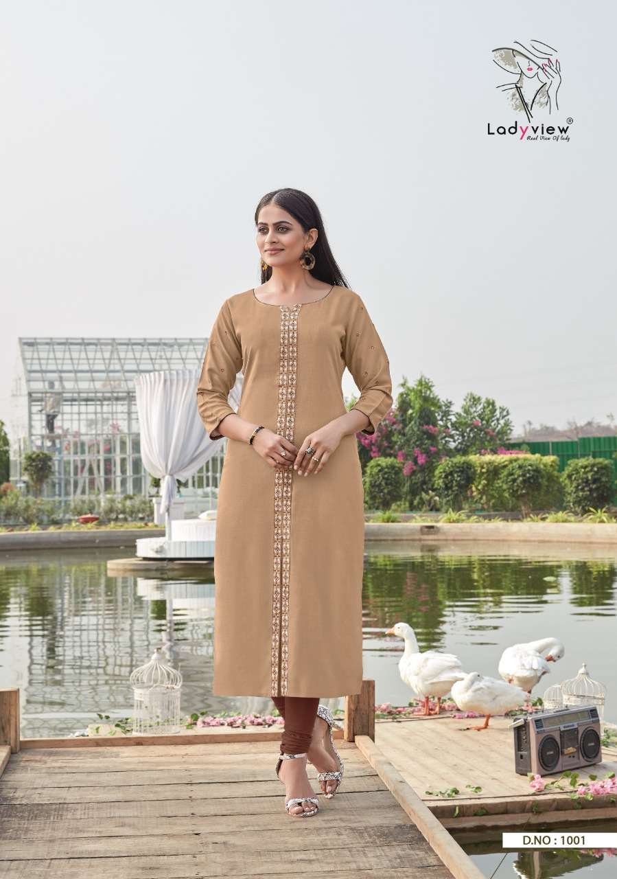 TARANG BY LADY VIEW 1001 TO 1006 SERIES DESIGNER STYLISH FANCY COLORFUL BEAUTIFUL PARTY WEAR & ETHNIC WEAR COLLECTION HEAVY RAYON SLUB EMBROIDERY KURTIS AT WHOLESALE PRICE