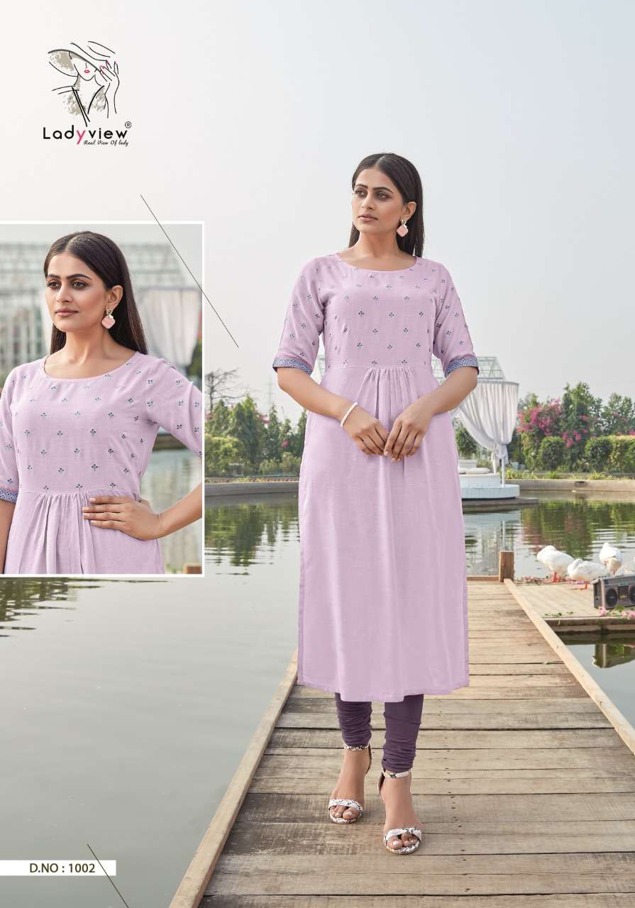 TARANG BY LADY VIEW 1001 TO 1006 SERIES DESIGNER STYLISH FANCY COLORFUL BEAUTIFUL PARTY WEAR & ETHNIC WEAR COLLECTION HEAVY RAYON SLUB EMBROIDERY KURTIS AT WHOLESALE PRICE