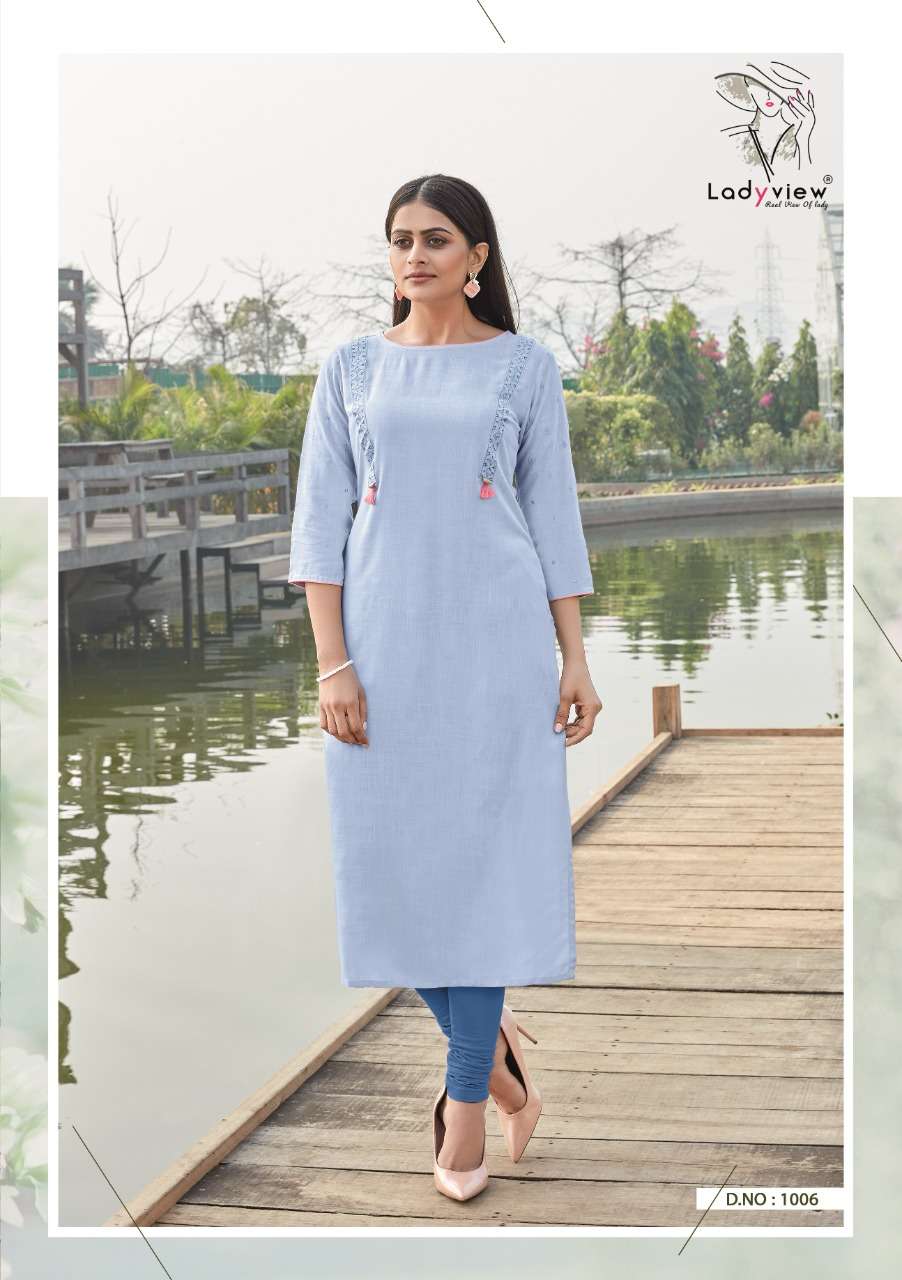 TARANG BY LADY VIEW 1001 TO 1006 SERIES DESIGNER STYLISH FANCY COLORFUL BEAUTIFUL PARTY WEAR & ETHNIC WEAR COLLECTION HEAVY RAYON SLUB EMBROIDERY KURTIS AT WHOLESALE PRICE