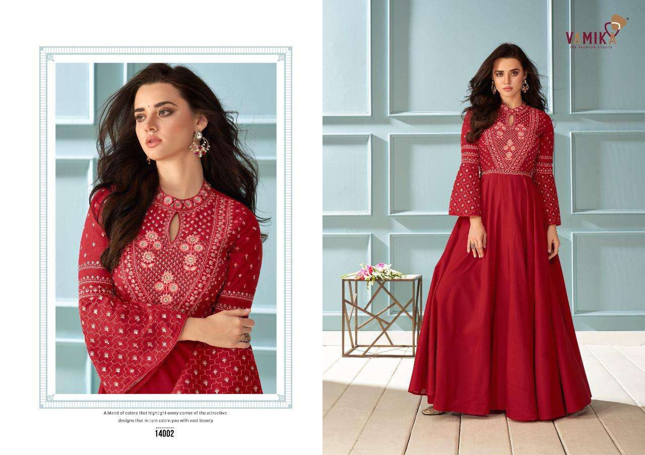AMORINA VOL-6 BY ARIHANT NX 14001 TO 14006 SERIES DESIGNER WEAR COLLECTION BEAUTIFUL STYLISH FANCY COLORFUL PARTY WEAR & OCCASIONAL WEAR MUSLIN SILK GOWNS AT WHOLESALE PRICE