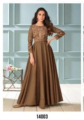 AMORINA VOL-6 BY ARIHANT NX 14001 TO 14006 SERIES DESIGNER WEAR COLLECTION BEAUTIFUL STYLISH FANCY COLORFUL PARTY WEAR & OCCASIONAL WEAR MUSLIN SILK GOWNS AT WHOLESALE PRICE
