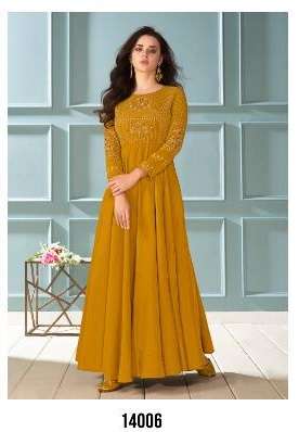 AMORINA VOL-6 BY ARIHANT NX 14001 TO 14006 SERIES DESIGNER WEAR COLLECTION BEAUTIFUL STYLISH FANCY COLORFUL PARTY WEAR & OCCASIONAL WEAR MUSLIN SILK GOWNS AT WHOLESALE PRICE
