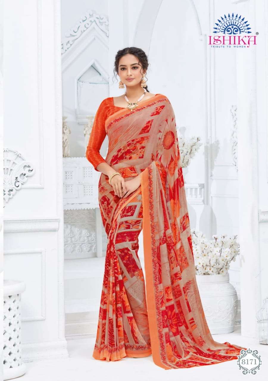 MILANO VOL-7 BY ISHIKA FASHION 8171 TO 8181 SERIES INDIAN TRADITIONAL WEAR COLLECTION BEAUTIFUL STYLISH FANCY COLORFUL PARTY WEAR & OCCASIONAL WEAR GEORGETTE SAREES AT WHOLESALE PRICE