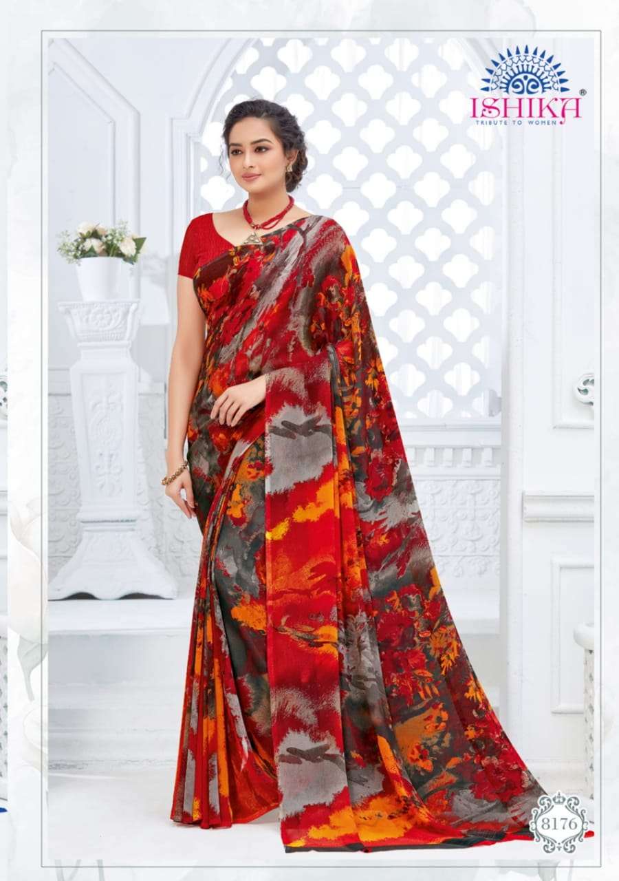 MILANO VOL-7 BY ISHIKA FASHION 8171 TO 8181 SERIES INDIAN TRADITIONAL WEAR COLLECTION BEAUTIFUL STYLISH FANCY COLORFUL PARTY WEAR & OCCASIONAL WEAR GEORGETTE SAREES AT WHOLESALE PRICE
