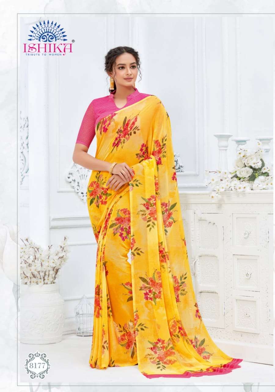 MILANO VOL-7 BY ISHIKA FASHION 8171 TO 8181 SERIES INDIAN TRADITIONAL WEAR COLLECTION BEAUTIFUL STYLISH FANCY COLORFUL PARTY WEAR & OCCASIONAL WEAR GEORGETTE SAREES AT WHOLESALE PRICE