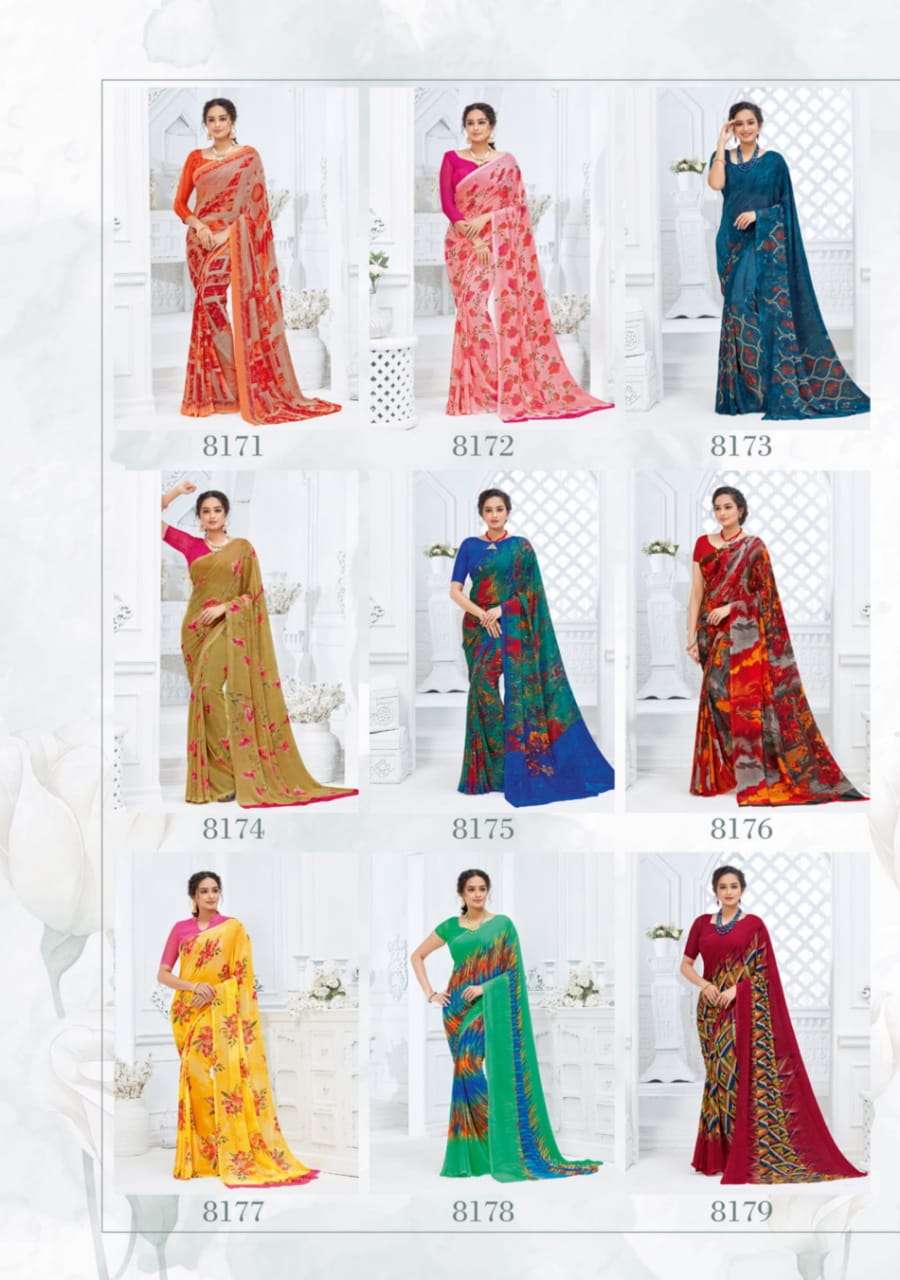 MILANO VOL-7 BY ISHIKA FASHION 8171 TO 8181 SERIES INDIAN TRADITIONAL WEAR COLLECTION BEAUTIFUL STYLISH FANCY COLORFUL PARTY WEAR & OCCASIONAL WEAR GEORGETTE SAREES AT WHOLESALE PRICE
