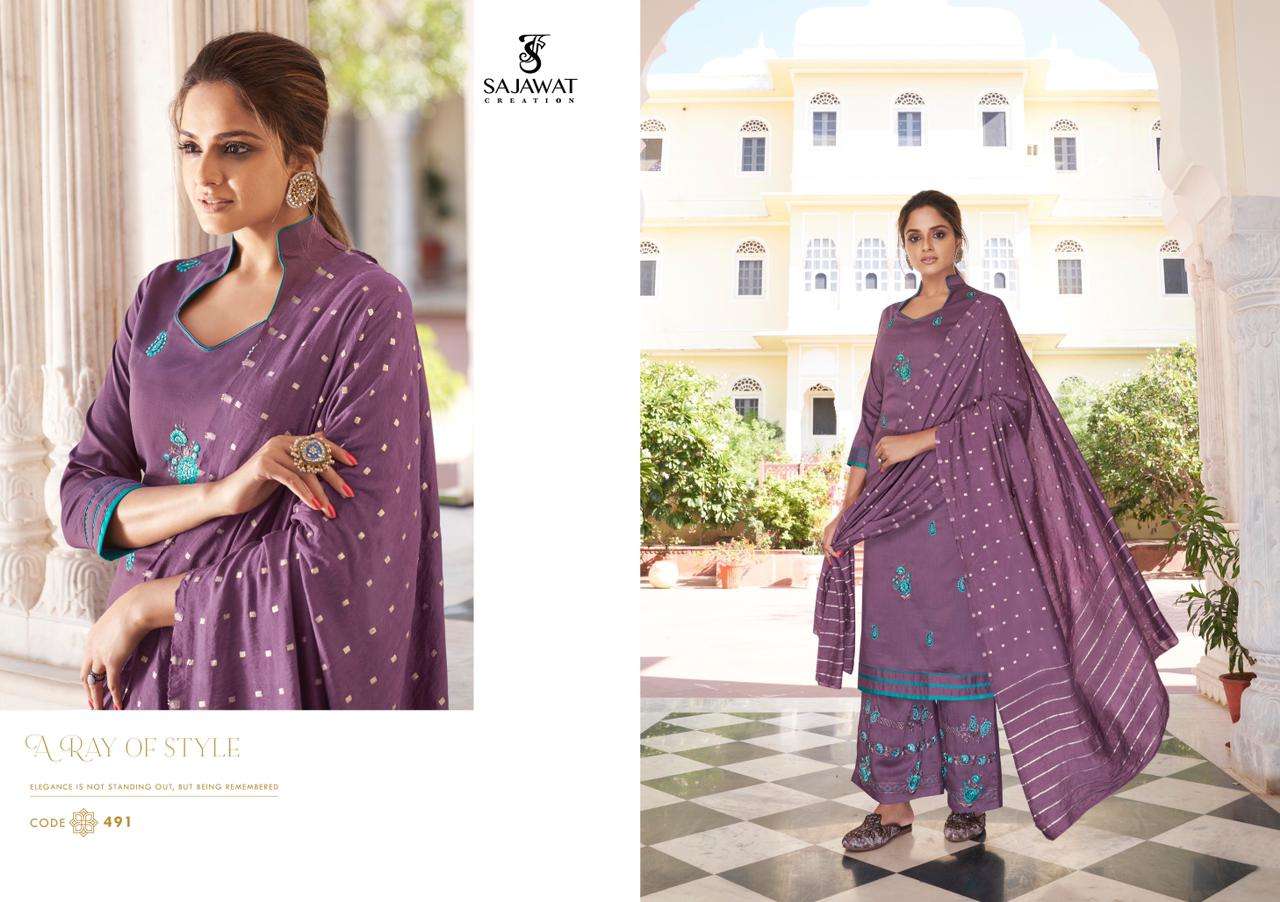 ROOHI VOL-2 BY SAJAWAT CREATION 491 TO 496 SERIES BEAUTIFUL SUITS COLORFUL STYLISH FANCY CASUAL WEAR & ETHNIC WEAR PURE MODAL VISCOSE WITH WORK DRESSES AT WHOLESALE PRICE