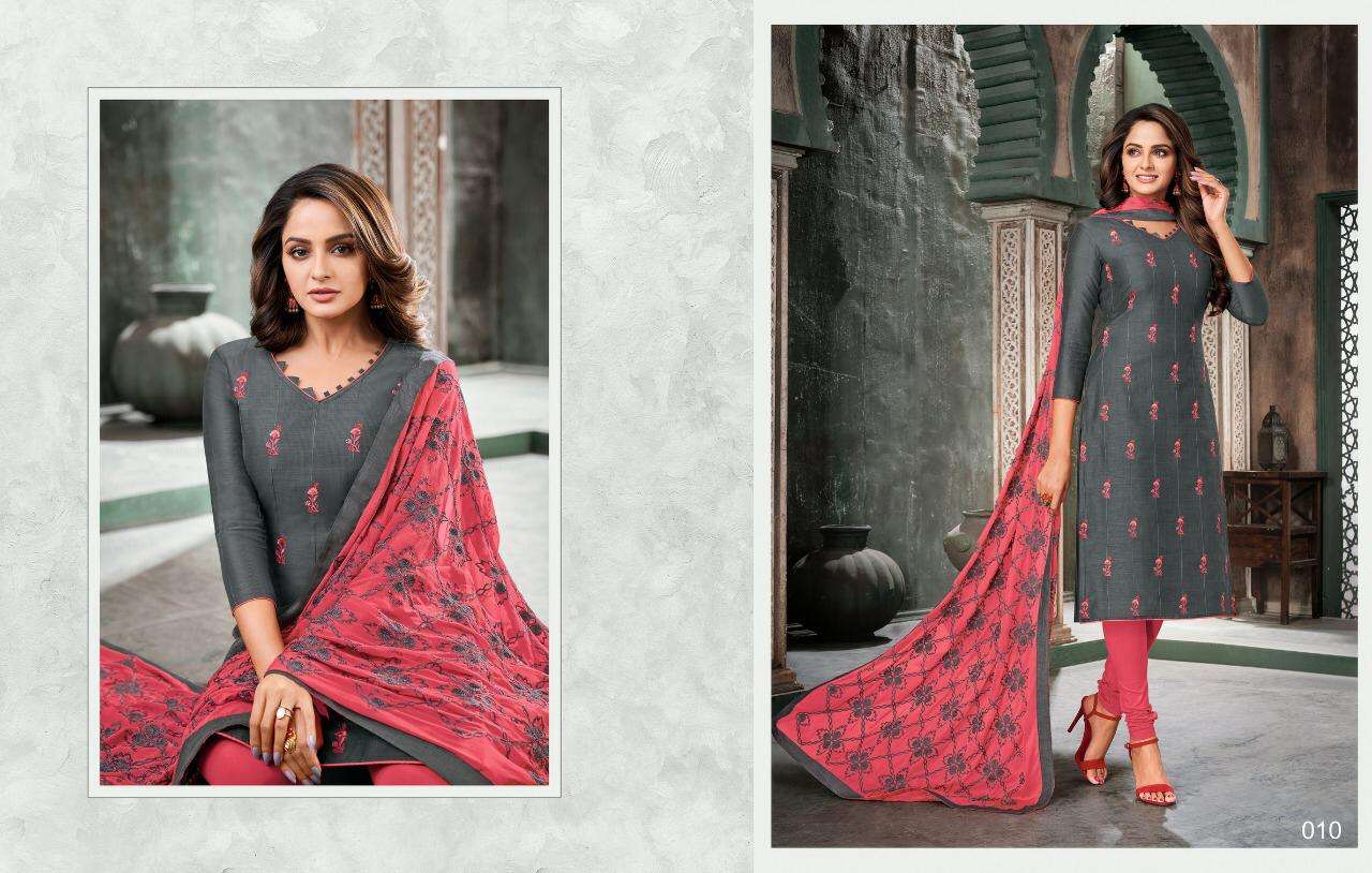 NUSHRAT BY KASMEERA 009 TO 020 SERIES BEAUTIFUL SUITS COLORFUL STYLISH FANCY CASUAL WEAR & ETHNIC WEAR JHARNA SILK WITH EMBROIDERY DRESSES AT WHOLESALE PRICE