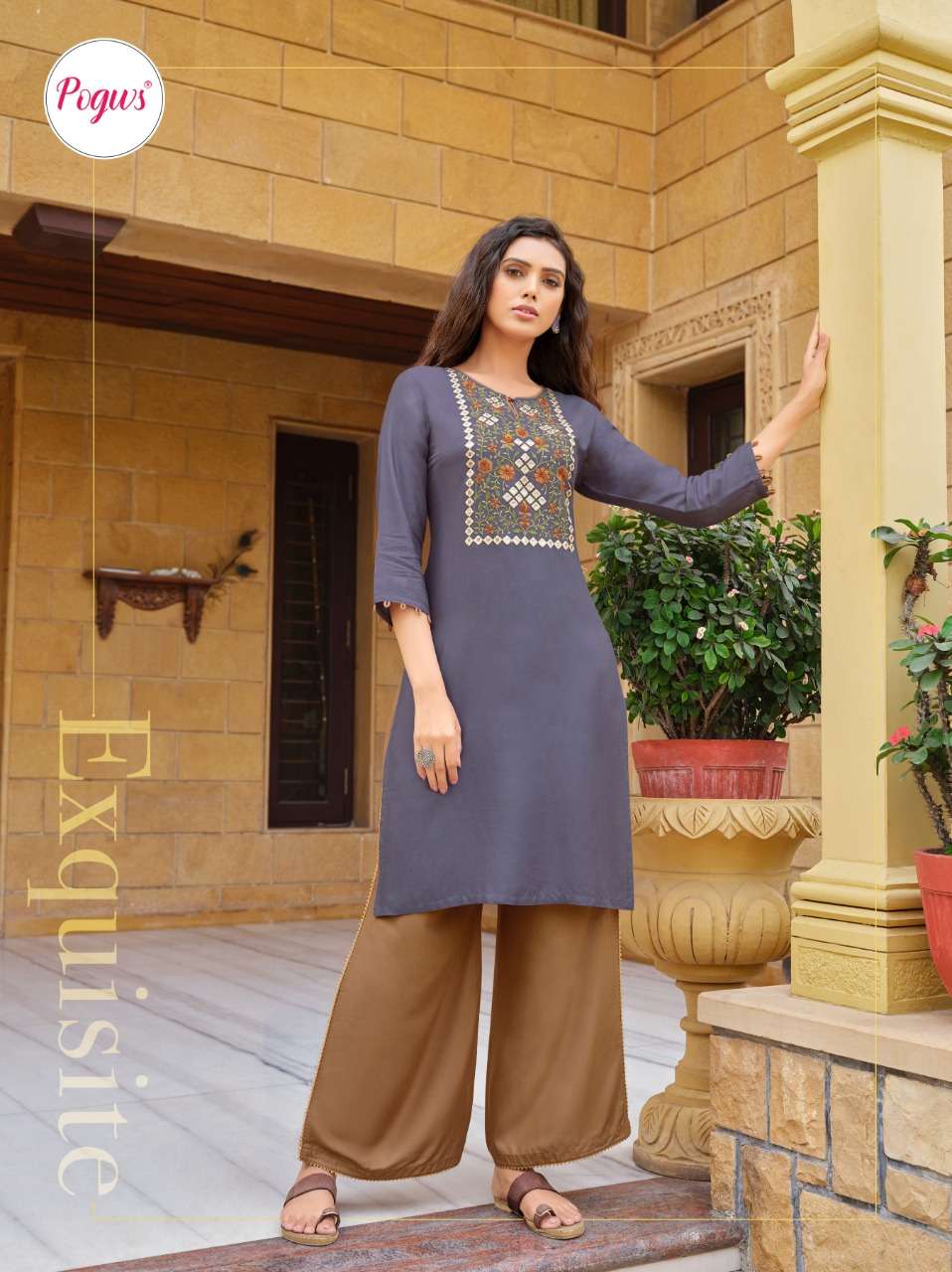LIBENA VOL-1 BY POGWS 1001 TO 1006 SERIES DESIGNER STYLISH FANCY COLORFUL BEAUTIFUL PARTY WEAR & ETHNIC WEAR COLLECTION RAYON EMBROIDERY KURTIS WITH BOTTOM AT WHOLESALE PRICE