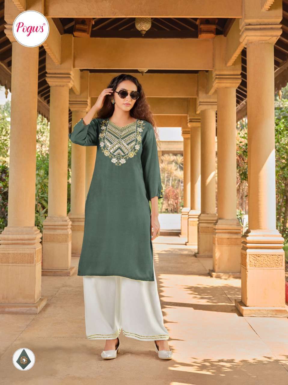 LIBENA VOL-1 BY POGWS 1001 TO 1006 SERIES DESIGNER STYLISH FANCY COLORFUL BEAUTIFUL PARTY WEAR & ETHNIC WEAR COLLECTION RAYON EMBROIDERY KURTIS WITH BOTTOM AT WHOLESALE PRICE
