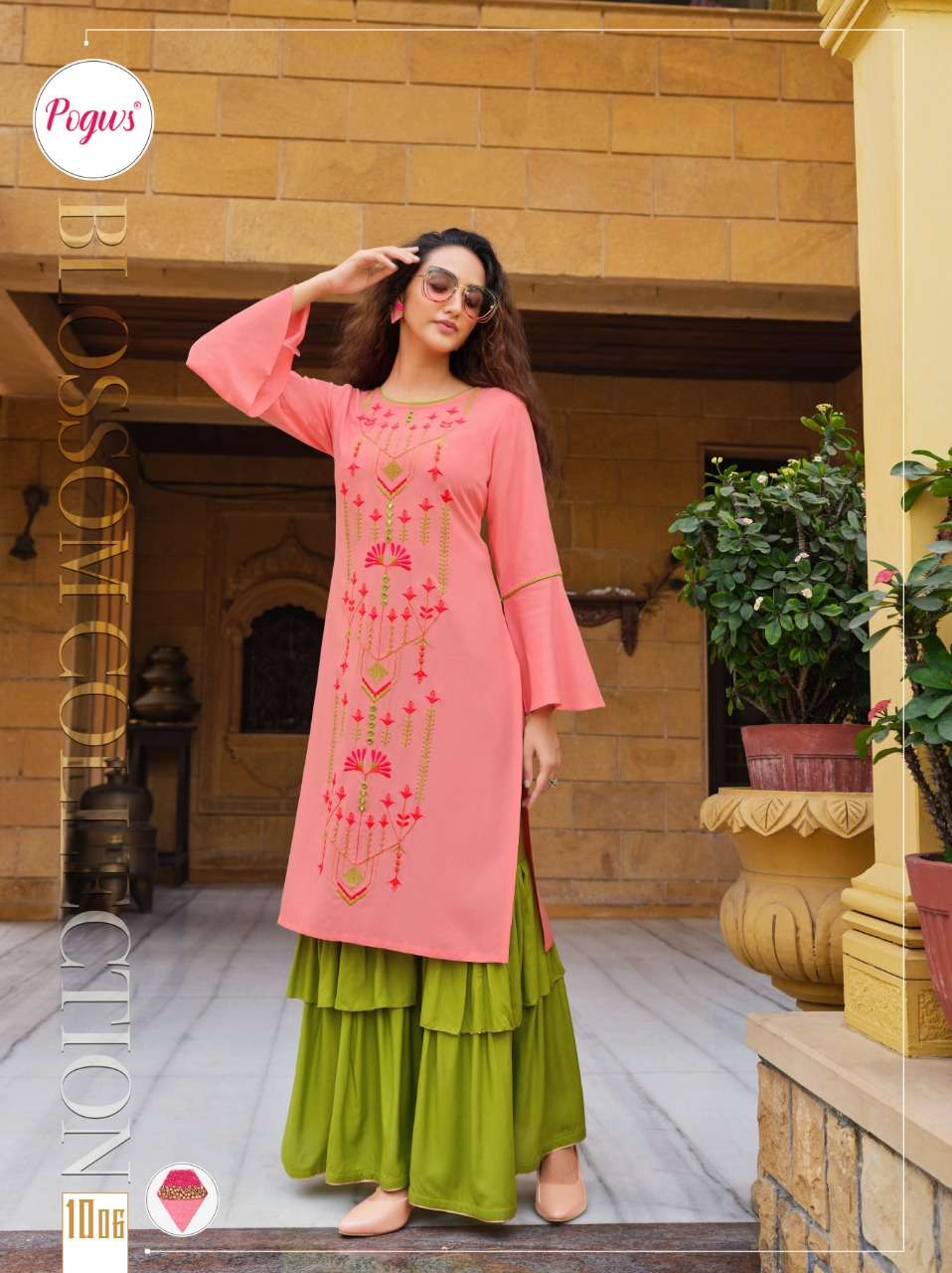 LIBENA VOL-1 BY POGWS 1001 TO 1006 SERIES DESIGNER STYLISH FANCY COLORFUL BEAUTIFUL PARTY WEAR & ETHNIC WEAR COLLECTION RAYON EMBROIDERY KURTIS WITH BOTTOM AT WHOLESALE PRICE
