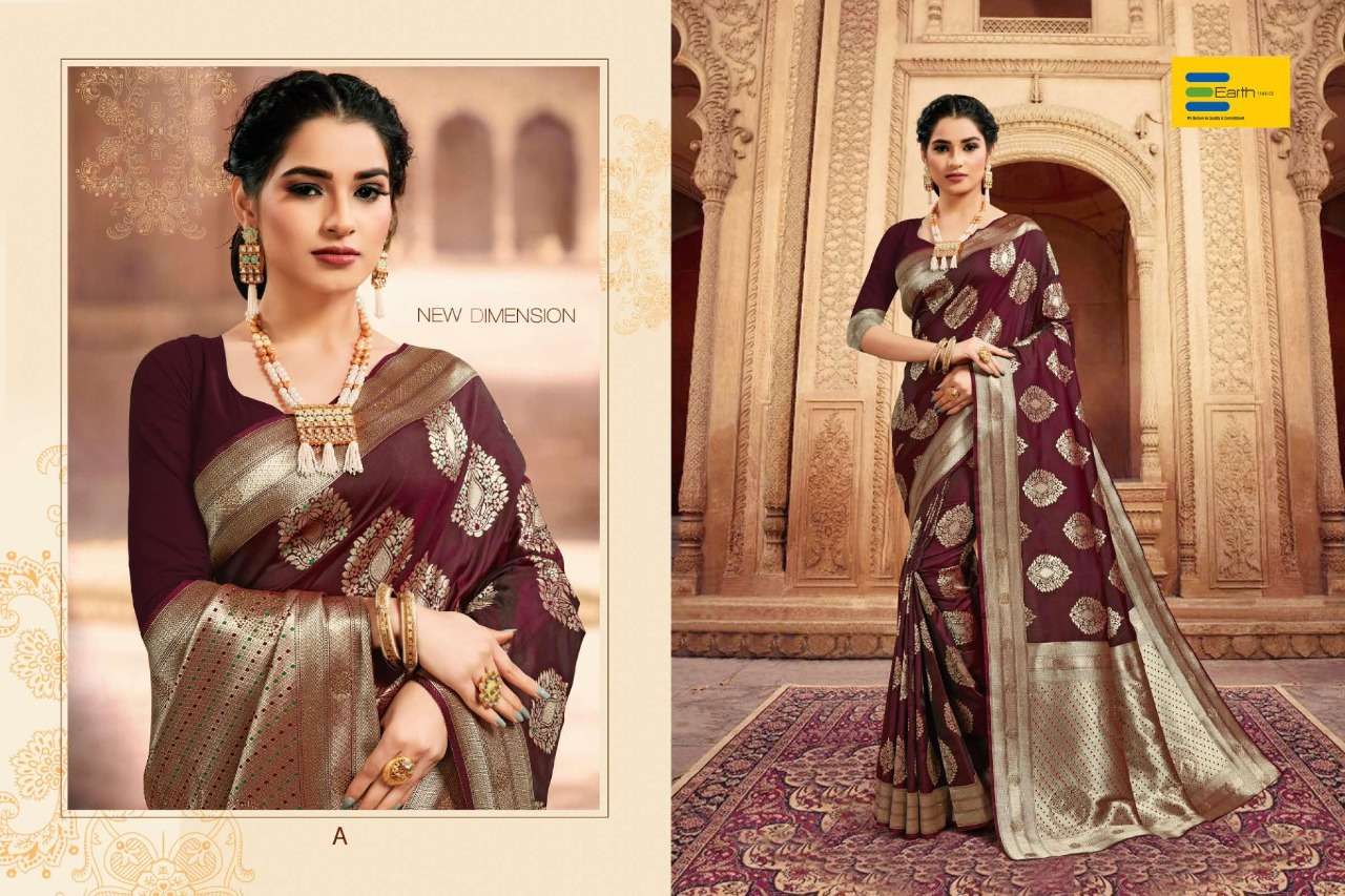 KAVERI BY EARTH A TO G SERIES INDIAN TRADITIONAL WEAR COLLECTION BEAUTIFUL STYLISH FANCY COLORFUL PARTY WEAR & OCCASIONAL WEAR SOFT SILK SAREES AT WHOLESALE PRICE