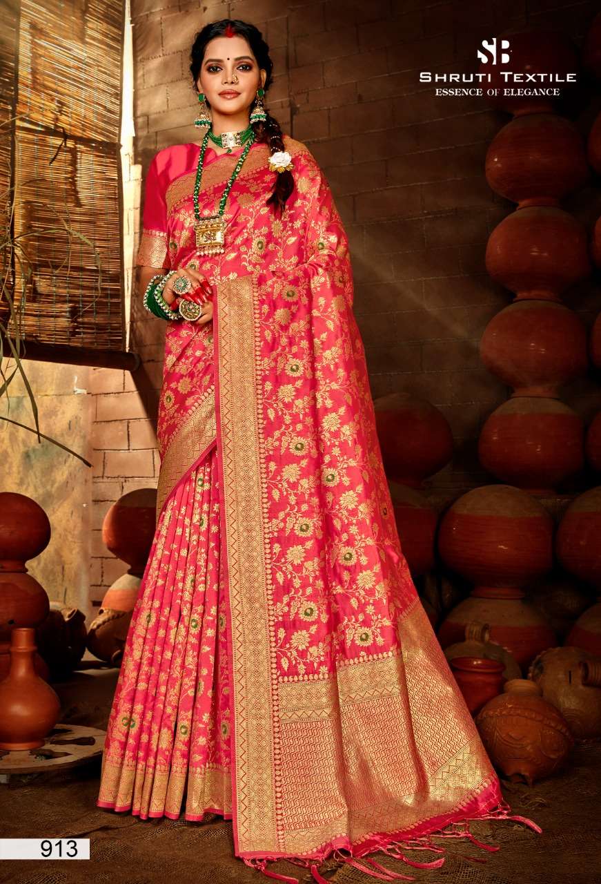 SHRUTI 900 SERIES BY SHRUTI 901 TO 914 SERIES INDIAN TRADITIONAL WEAR COLLECTION BEAUTIFUL STYLISH FANCY COLORFUL PARTY WEAR & OCCASIONAL WEAR SOFT SILK SAREES AT WHOLESALE PRICE