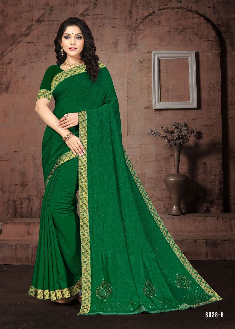 SON HALWA VOL-6 BY INDIAN WOMEN 6028-A TO 6028-H SERIES INDIAN TRADITIONAL WEAR COLLECTION BEAUTIFUL STYLISH FANCY COLORFUL PARTY WEAR & OCCASIONAL WEAR VICHITRA SILK SAREES AT WHOLESALE PRICE