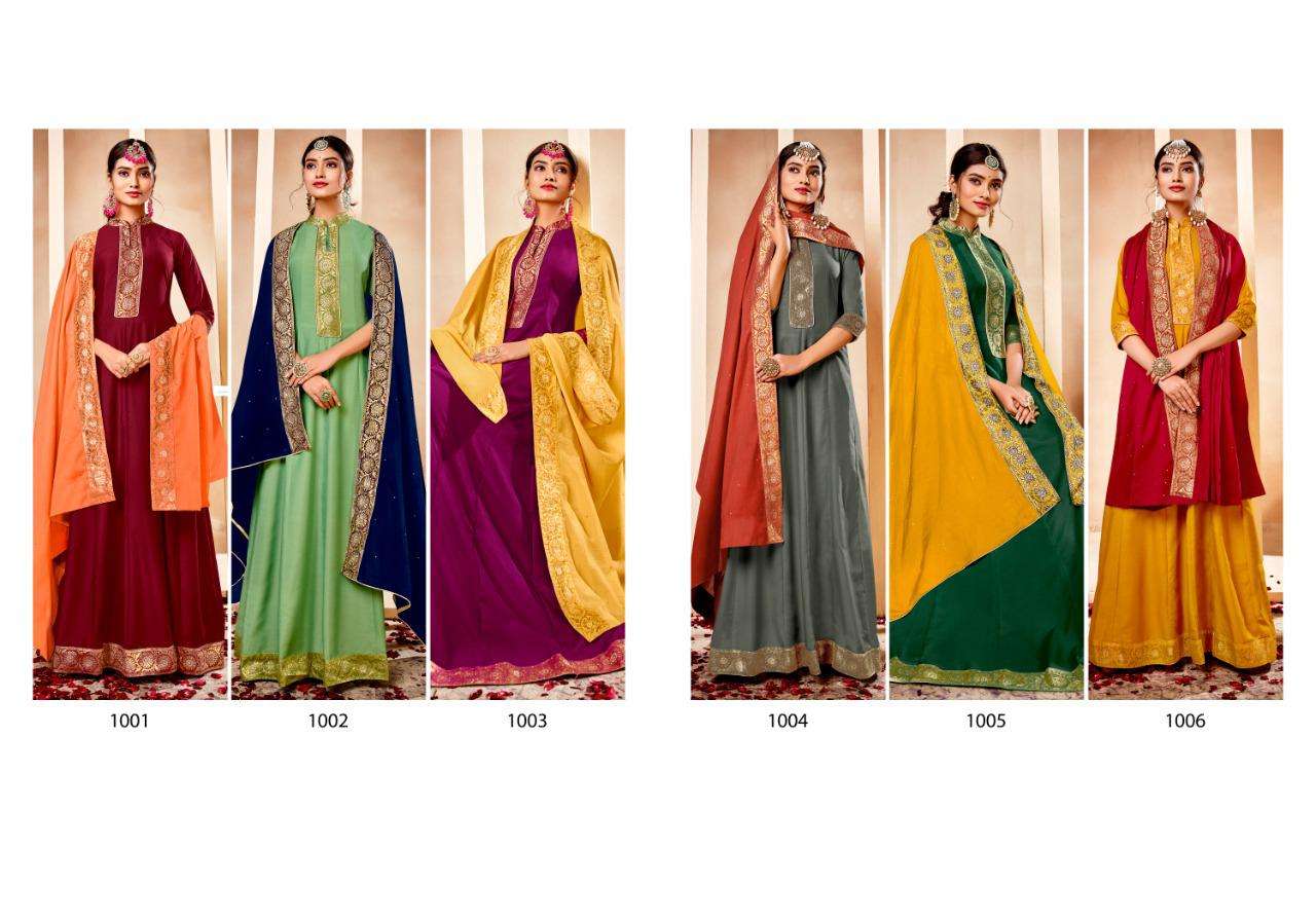 MIRZYA BY MAISHA 1001 TO 1006 SERIES DESIGNER STYLISH FANCY COLORFUL BEAUTIFUL PARTY WEAR & ETHNIC WEAR COLLECTION HEAVY MUSLIN DOLA JACQUARD GOWNS WITH DUPATTA AT WHOLESALE PRICE