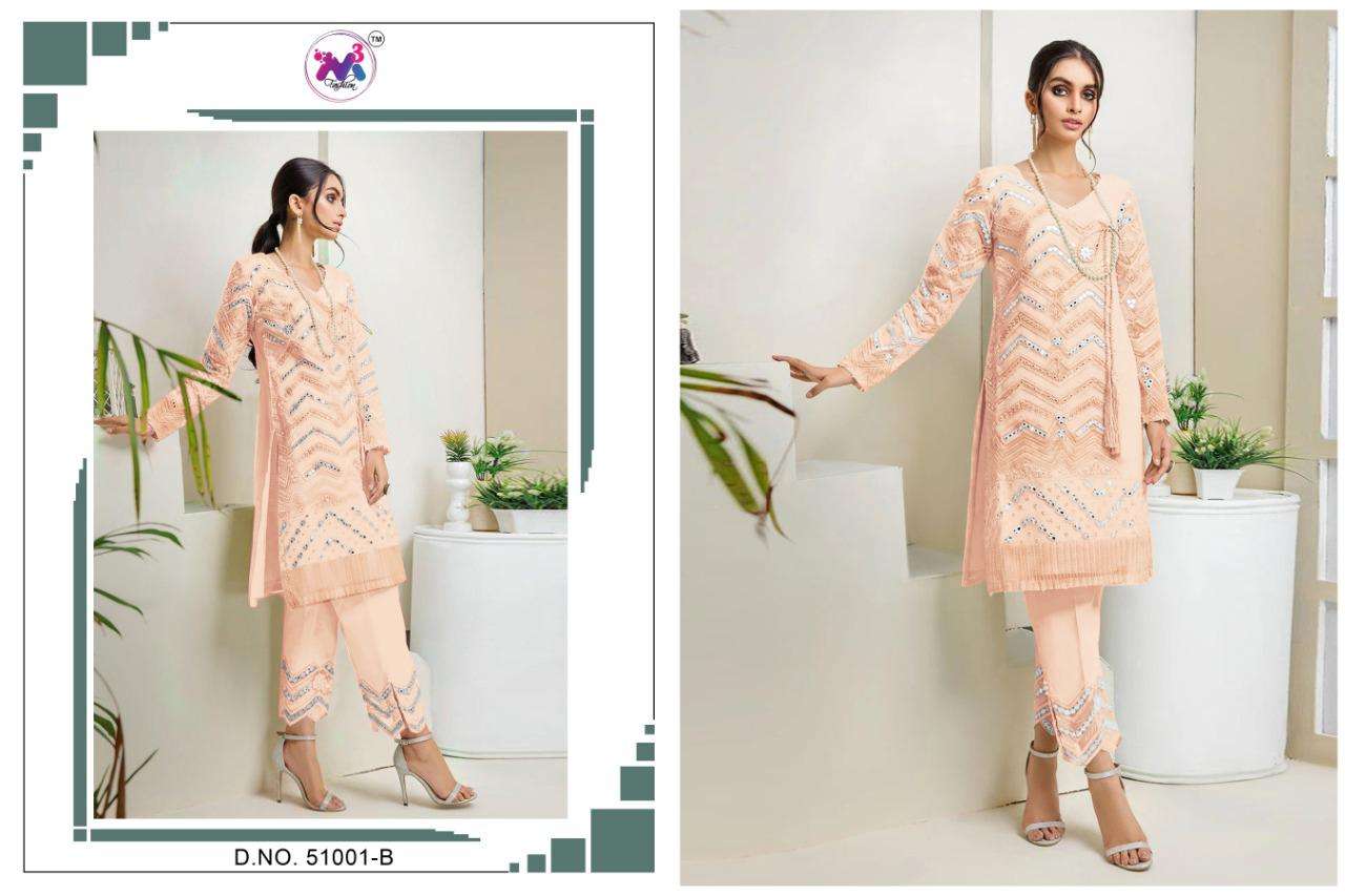 ZEBTAN LUXURY BY M3 FASHION 51001-A TO 51001-C SERIES PAKISTANI SUITS BEAUTIFUL FANCY COLORFUL STYLISH PARTY WEAR & OCCASIONAL WEAR FAUX GEORGETTE EMBROIDERED DRESSES AT WHOLESALE PRICE