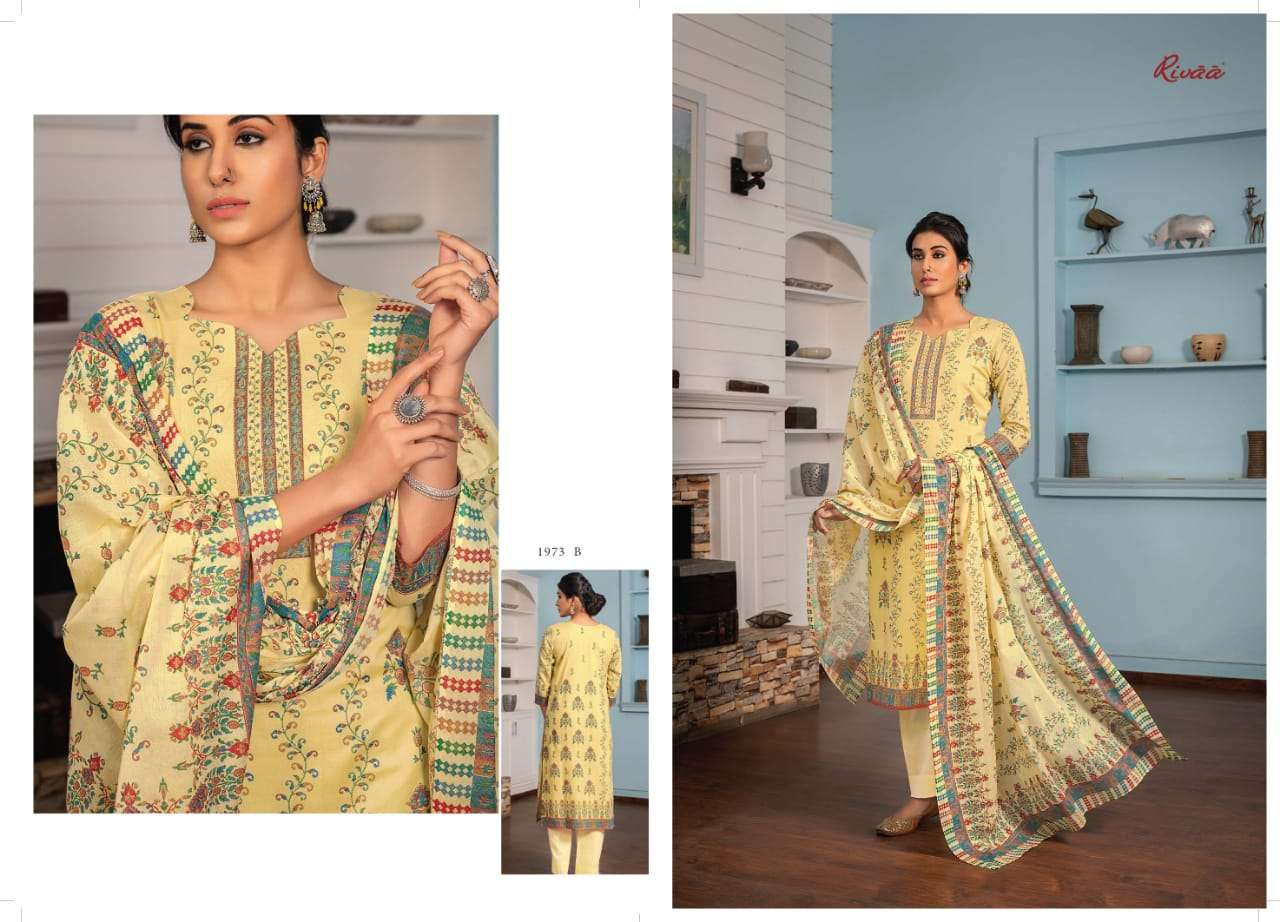 TRISHALA VOL-5 BY RIVAA 1973-A TO 1976-B SERIES BEAUTIFUL SUITS COLORFUL STYLISH FANCY CASUAL WEAR & ETHNIC WEAR PURE COTTON PRINT DRESSES AT WHOLESALE PRICE