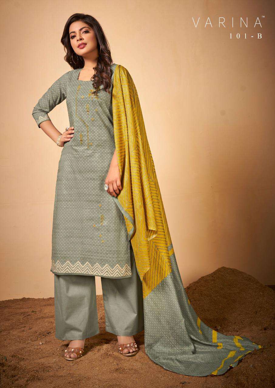 SHANAYA BY VARINA 101-A TO 101-D SERIES BEAUTIFUL SUITS COLORFUL STYLISH FANCY CASUAL WEAR & ETHNIC WEAR LAWN COTTON EMBROIDERED DRESSES AT WHOLESALE PRICE