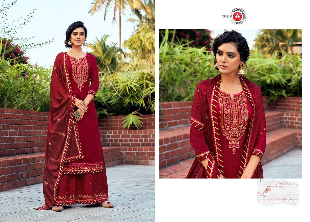KESAR VOL-5 BY TRIPLE AAA 341 TO 346 SERIES BEAUTIFUL SUITS COLORFUL STYLISH FANCY CASUAL WEAR & ETHNIC WEAR JAM SILK EMBROIDERED DRESSES AT WHOLESALE PRICE