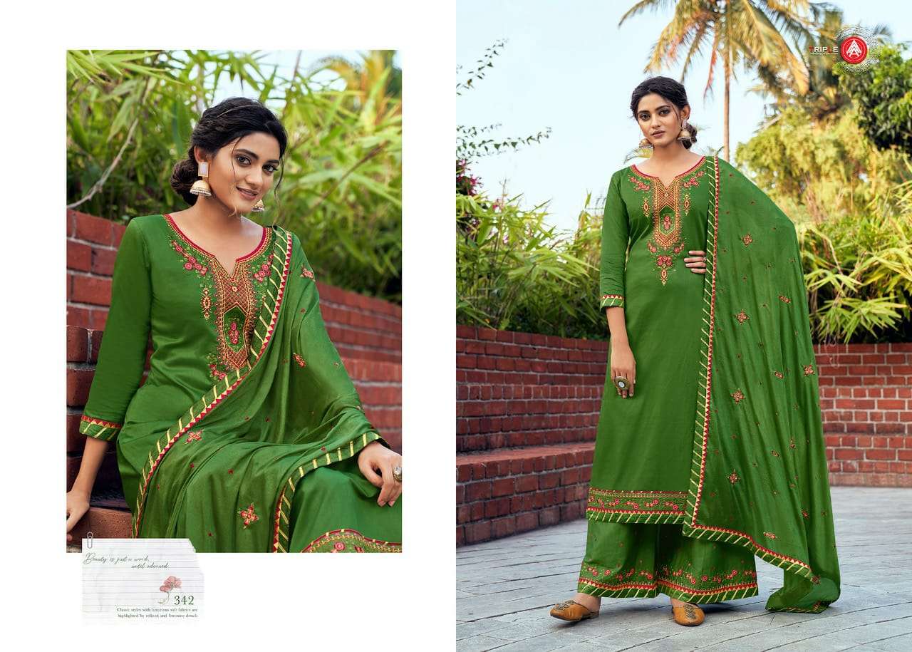 KESAR VOL-5 BY TRIPLE AAA 341 TO 346 SERIES BEAUTIFUL SUITS COLORFUL STYLISH FANCY CASUAL WEAR & ETHNIC WEAR JAM SILK EMBROIDERED DRESSES AT WHOLESALE PRICE