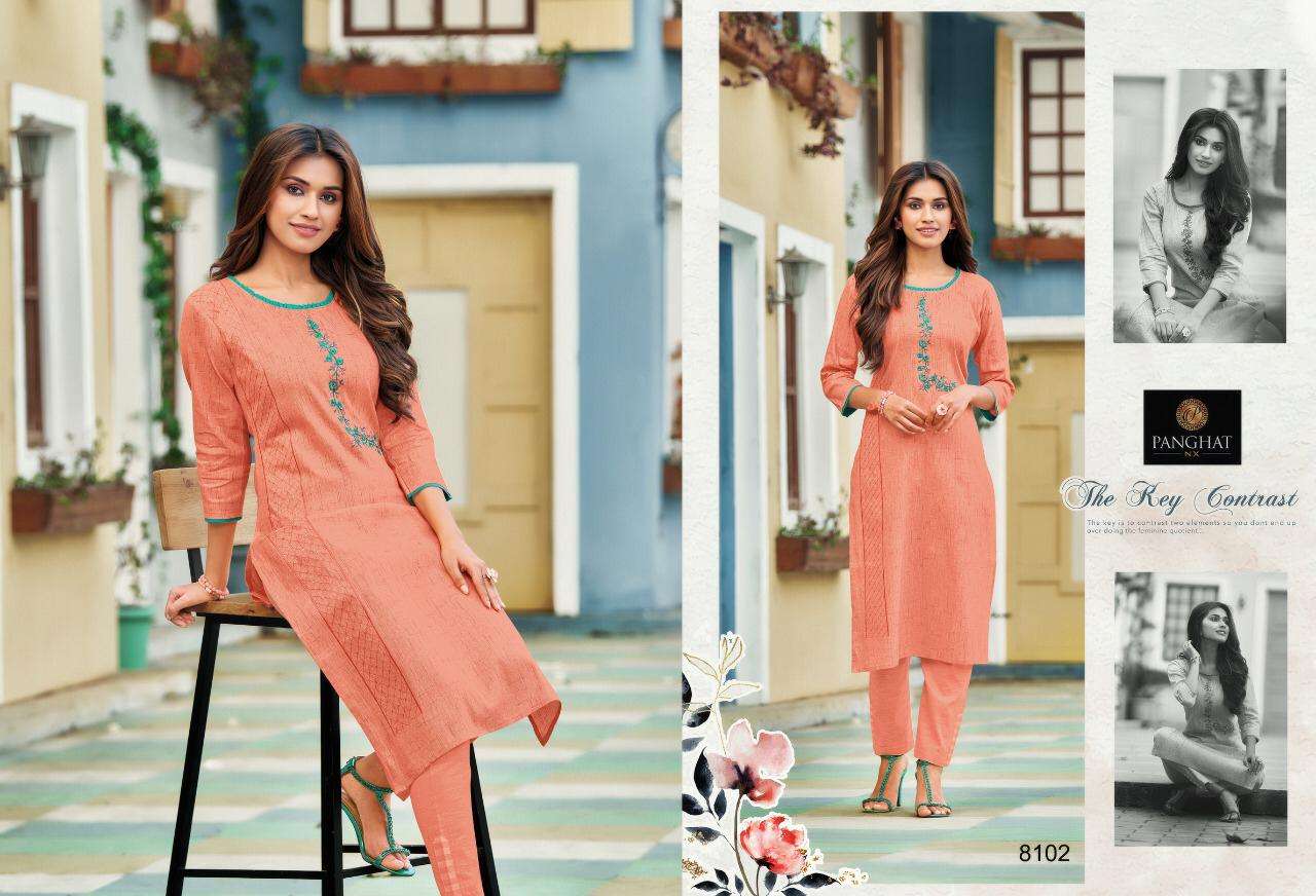 PERRY BY PANGHAT NX 8100 TO 8107 SERIES DESIGNER STYLISH FANCY COLORFUL BEAUTIFUL PARTY WEAR & ETHNIC WEAR COLLECTION PURE COTTON EMBROIDERY KURTIS AT WHOLESALE PRICE