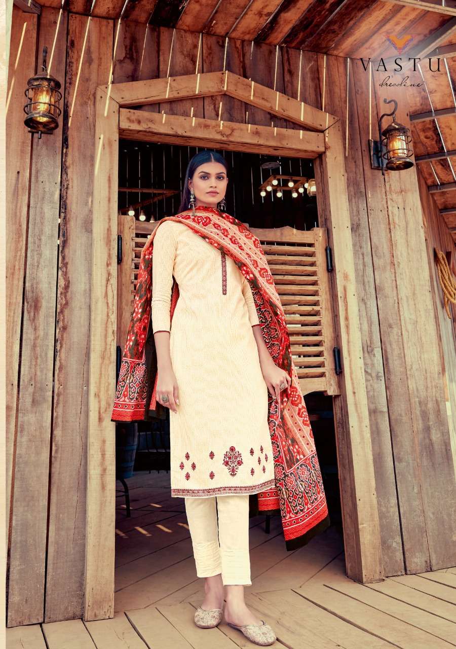 JAMDANI VOL-1 BY VASTU TEX 101 TO 110 SERIES BEAUTIFUL WINTER COLLECTION SUITS STYLISH FANCY COLORFUL CASUAL WEAR & ETHNIC WEAR PURE COTTON MAL PRINT WITH WORK DRESSES AT WHOLESALE PRICE