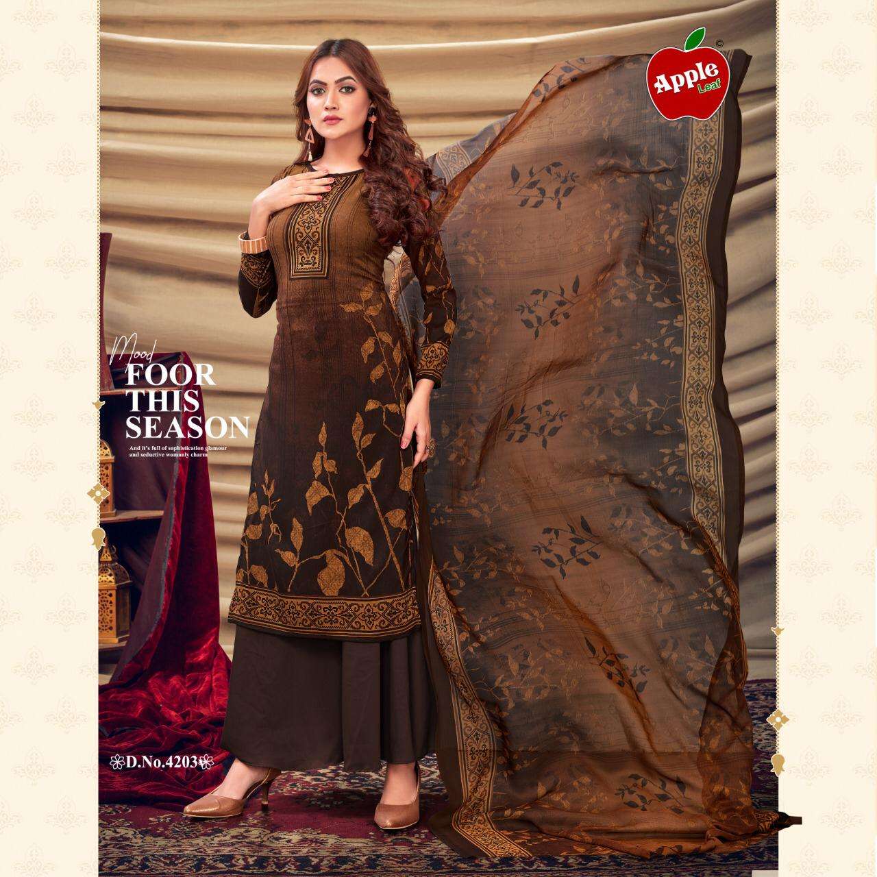 MEHWISH VOL-42 BY APPLE 4201 TO 4212 SERIES BEAUTIFUL SUITS COLORFUL STYLISH FANCY CASUAL WEAR & ETHNIC WEAR LEON DRESSES AT WHOLESALE PRICE