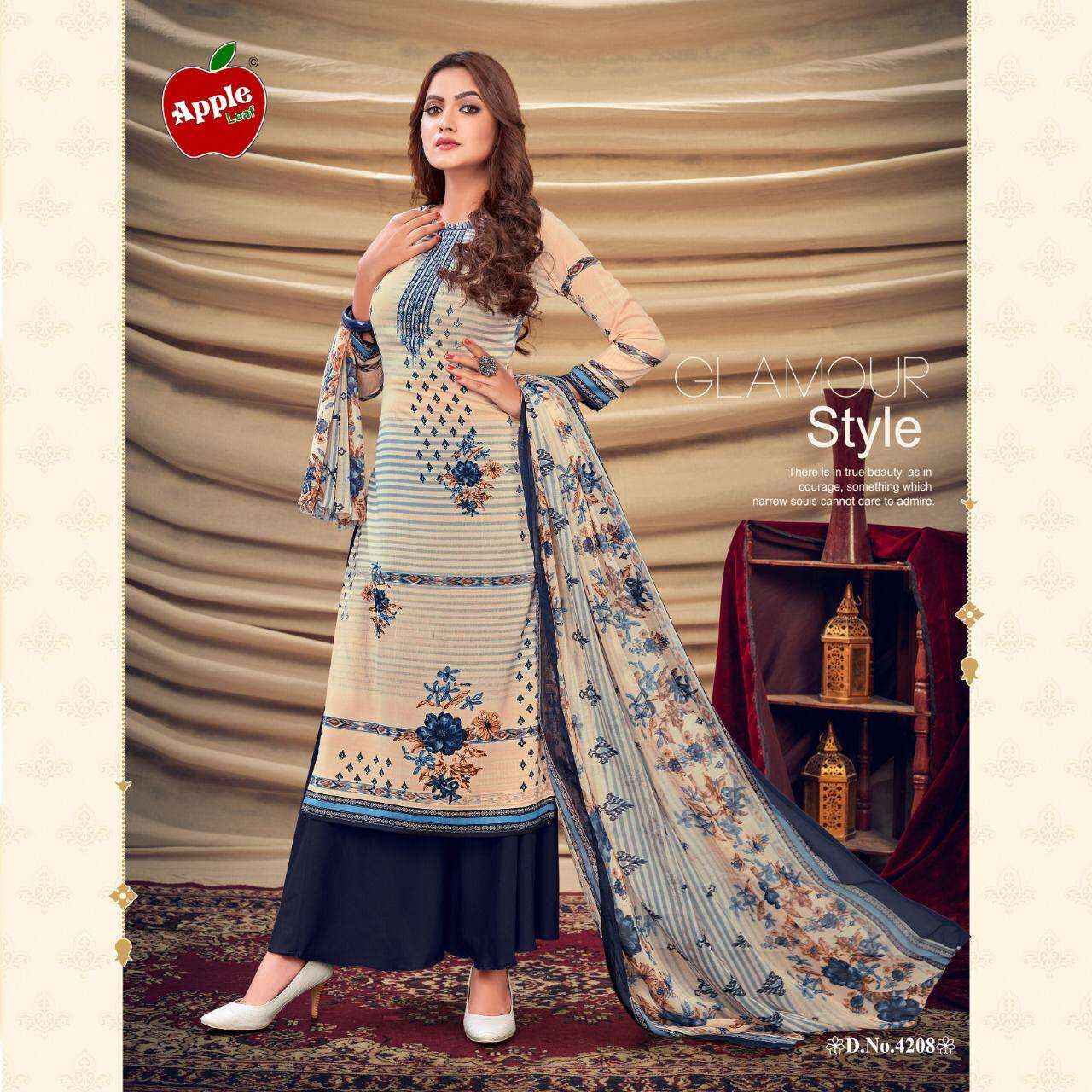 MEHWISH VOL-42 BY APPLE 4201 TO 4212 SERIES BEAUTIFUL SUITS COLORFUL STYLISH FANCY CASUAL WEAR & ETHNIC WEAR LEON DRESSES AT WHOLESALE PRICE