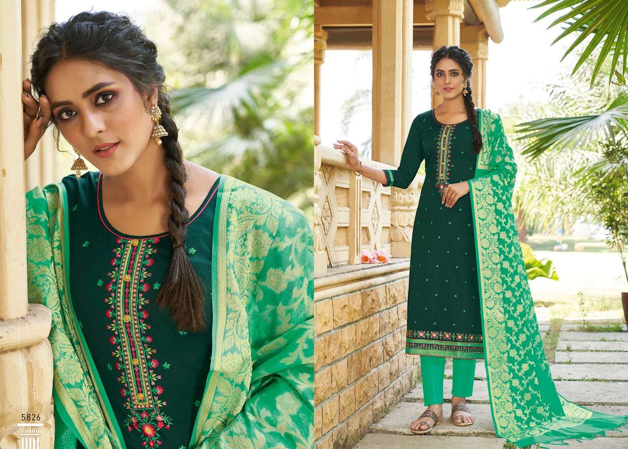 PARNITA VOL-5 BY KESSI FABRICS 5821 TO 5828 SERIES BEAUTIFUL SUITS COLORFUL STYLISH FANCY CASUAL WEAR & ETHNIC WEAR JAM SILK WORK DRESSES AT WHOLESALE PRICE