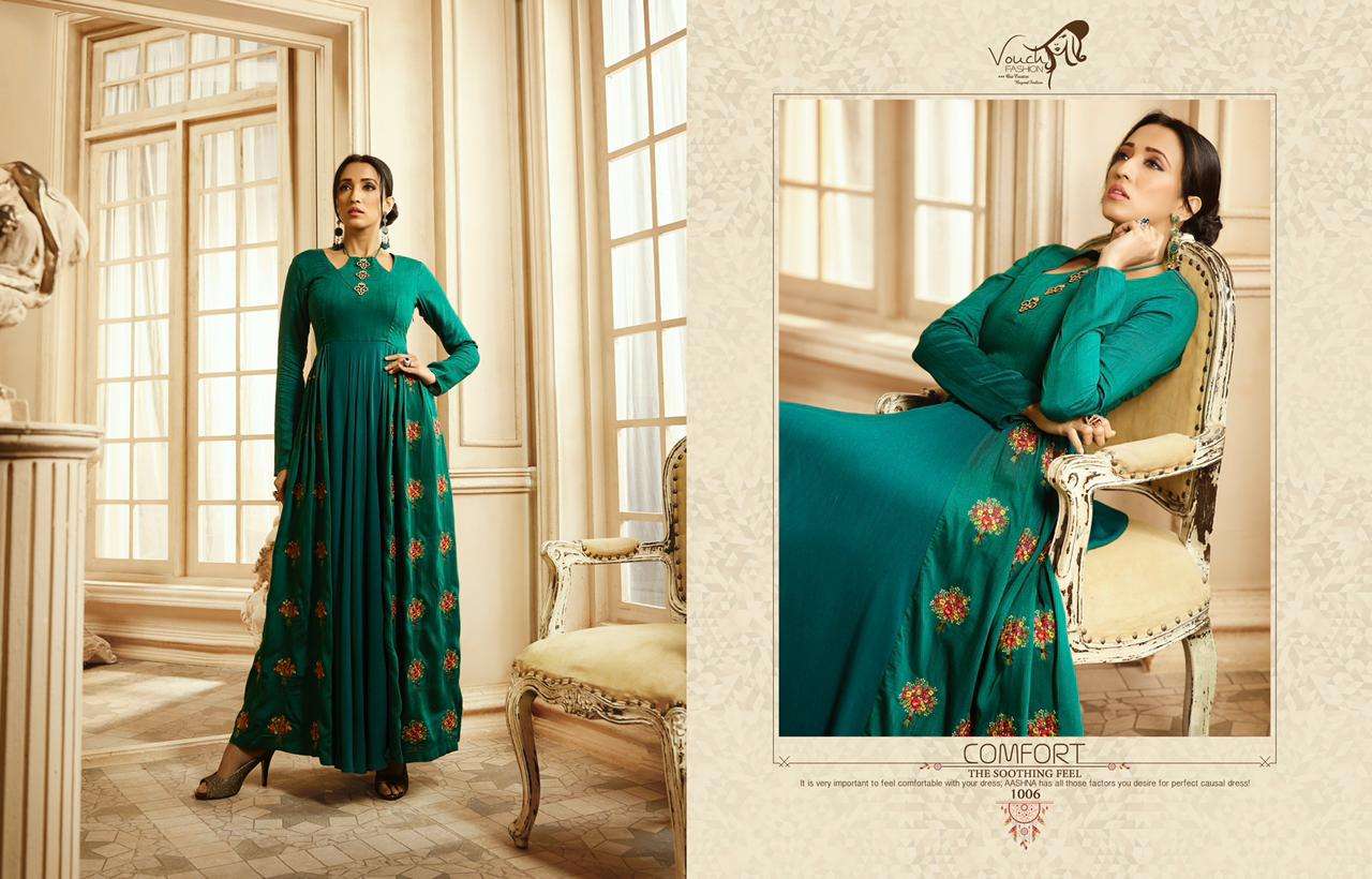Aashna By Vouche 1001 To 1007 Series Designer Stylish Fancy Colorful Beautiful Party Wear & Ethnic Wear Collection Pure Rayon Cotton Gowns At Wholesale Price