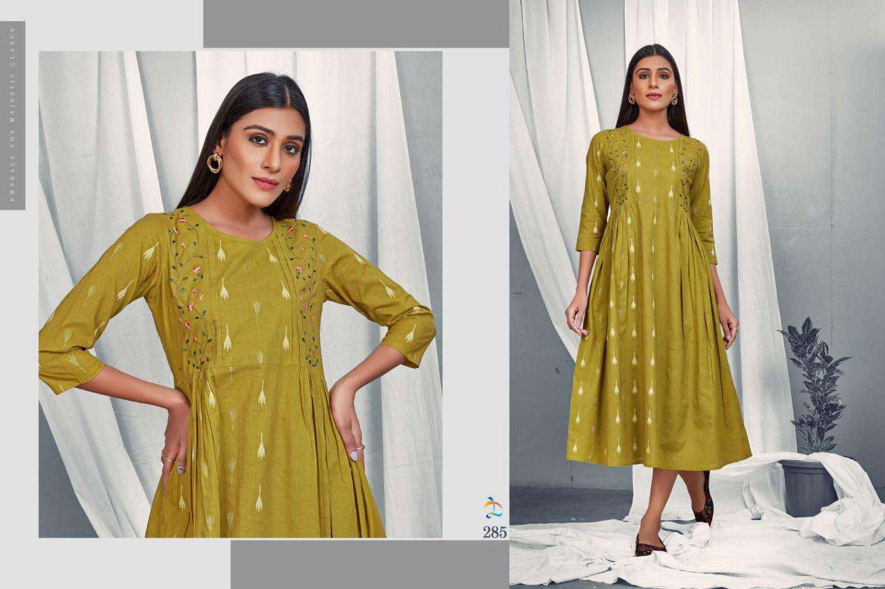 ANNIE BY DOVI FASHION DESIGNER STYLISH FANCY COLORFUL BEAUTIFUL PARTY WEAR & ETHNIC WEAR COLLECTION DOBBY COTTON LINING KURTIS AT WHOLESALE PRICE