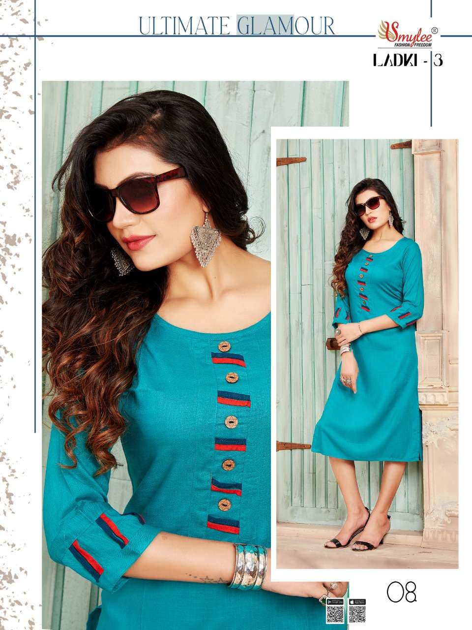 LADKI VOL-3 BY SMYLEE 01 TO 10 SERIES DESIGNER STYLISH FANCY COLORFUL BEAUTIFUL PARTY WEAR & ETHNIC WEAR COLLECTION RAYON WITH WORK KURTIS AT WHOLESALE PRICE