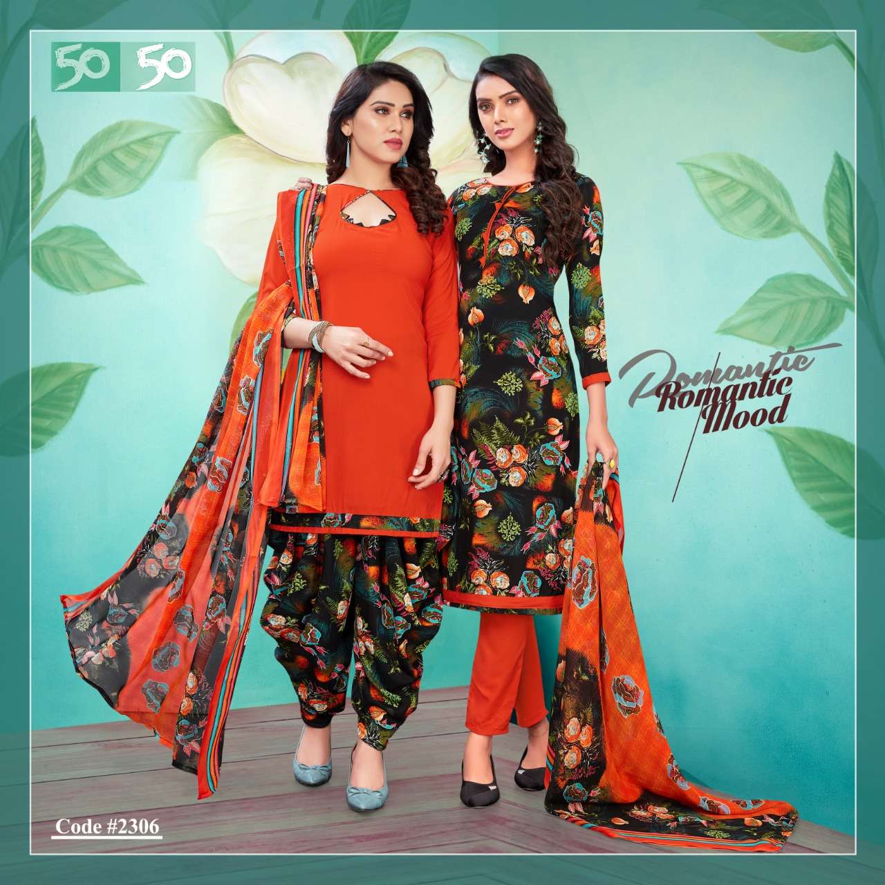 50 50 VOL-23 BY APPLE LEAF 2301 TO 2312 SERIES BEAUTIFUL SUITS COLORFUL STYLISH FANCY CASUAL WEAR & ETHNIC WEAR FANCY DRESSES AT WHOLESALE PRICE