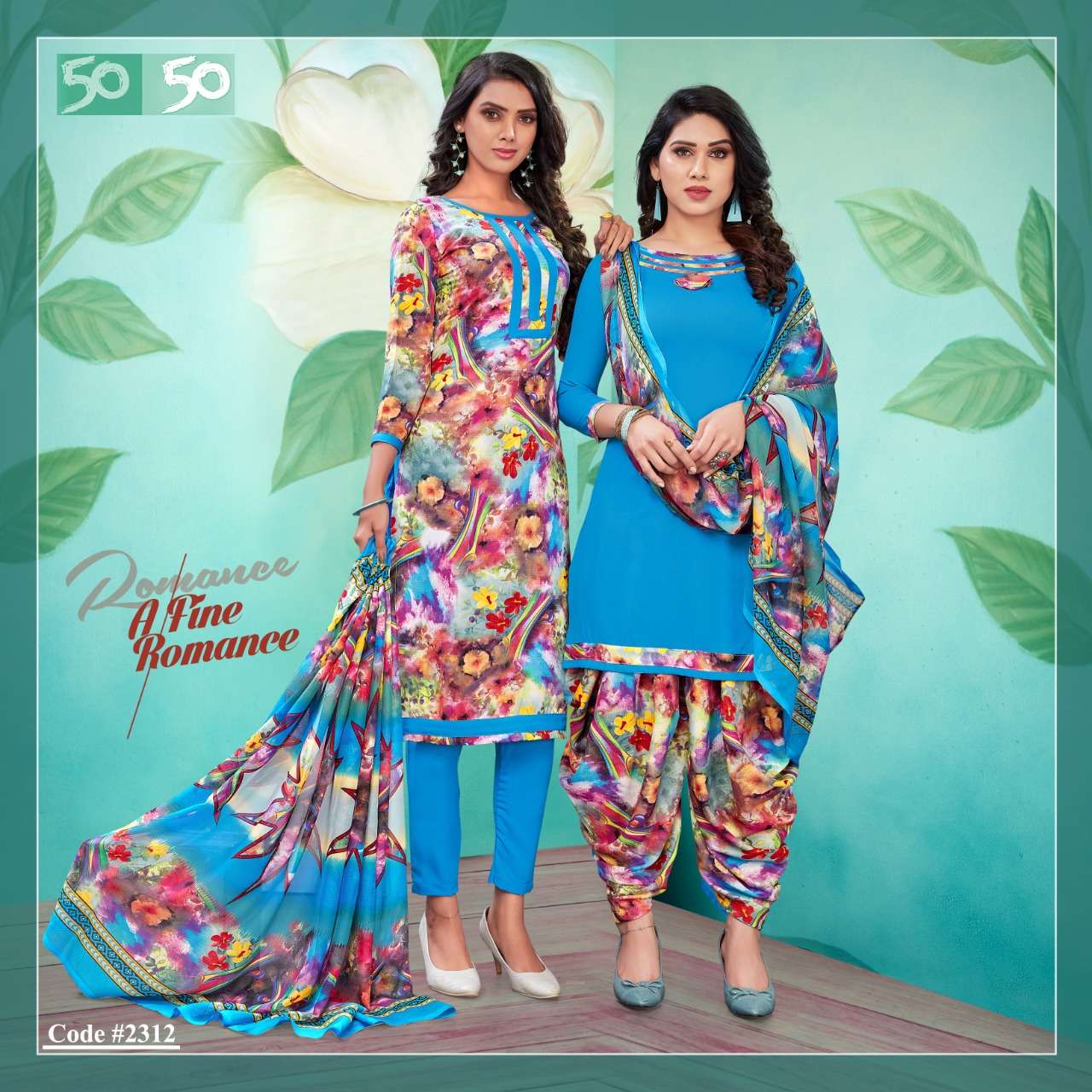 50 50 VOL-23 BY APPLE LEAF 2301 TO 2312 SERIES BEAUTIFUL SUITS COLORFUL STYLISH FANCY CASUAL WEAR & ETHNIC WEAR FANCY DRESSES AT WHOLESALE PRICE