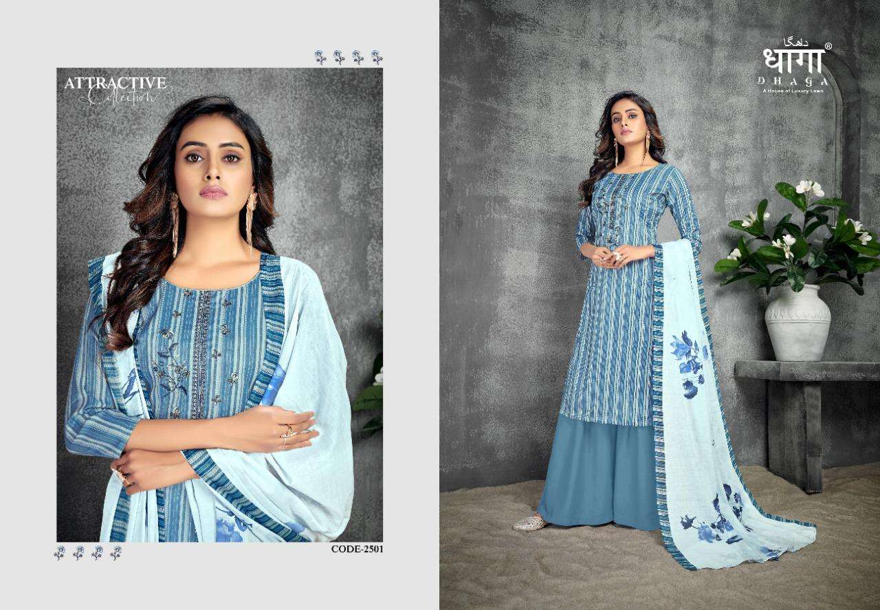 KIARA BY DHAGA 2501 TO 2506 SERIES BEAUTIFUL SUITS COLORFUL STYLISH FANCY CASUAL WEAR & ETHNIC WEAR LINEN DIGITAL PRINT EMBROIDERED DRESSES AT WHOLESALE PRICE