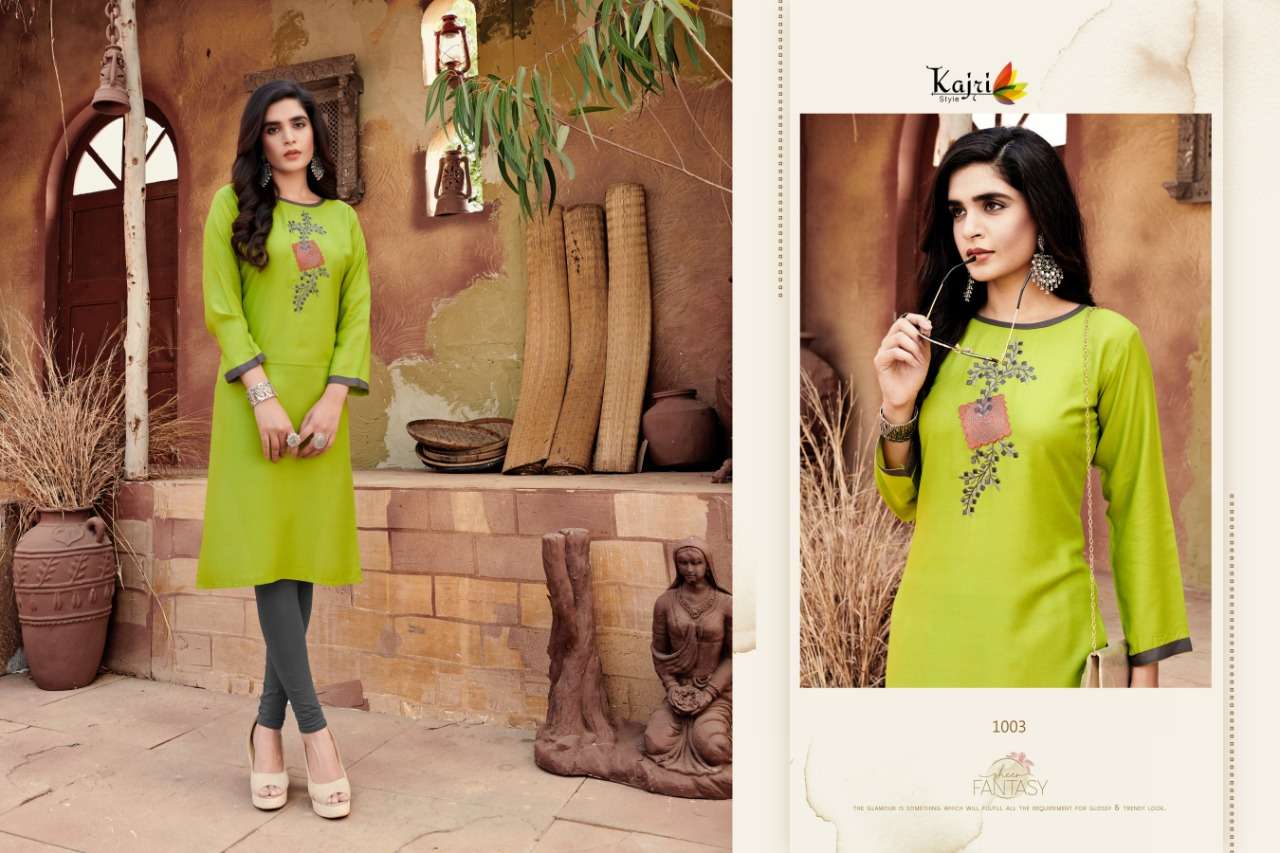 FLORENCE VOL-2 BY KAJRI STYLE 1001 TO 1006 SERIES DESIGNER STYLISH FANCY COLORFUL BEAUTIFUL PARTY WEAR & ETHNIC WEAR COLLECTION HEAVY RAYON EMBROIDERY KURTIS AT WHOLESALE PRICE